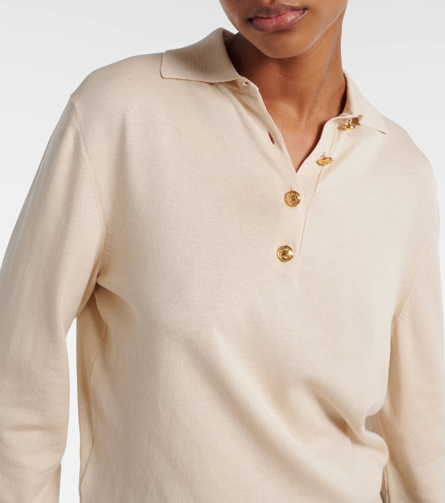 Silk and cotton polo sweater - 4