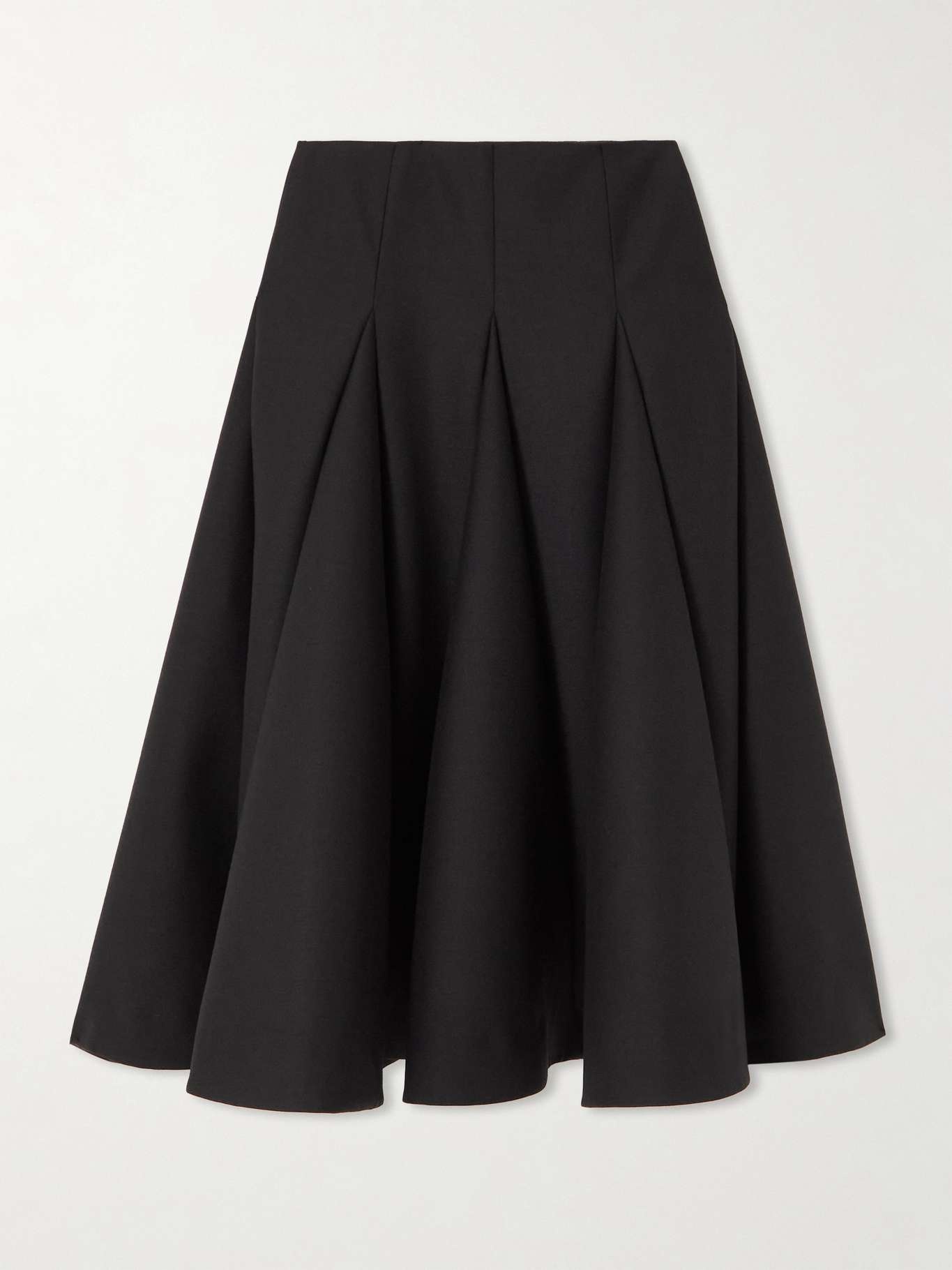 Paneled pleated wool and silk-blend crepe midi skirt - 1