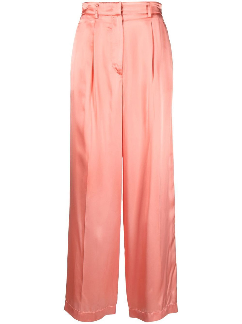 satin-finish gathered trousers 1