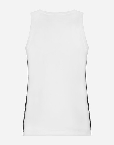Dolce & Gabbana Two-way stretch cotton singlet with patch outlook