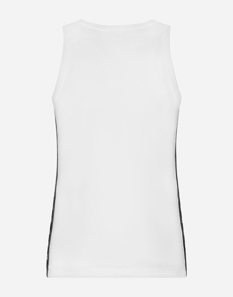 Dolce & Gabbana Two-way stretch cotton singlet with patch outlook