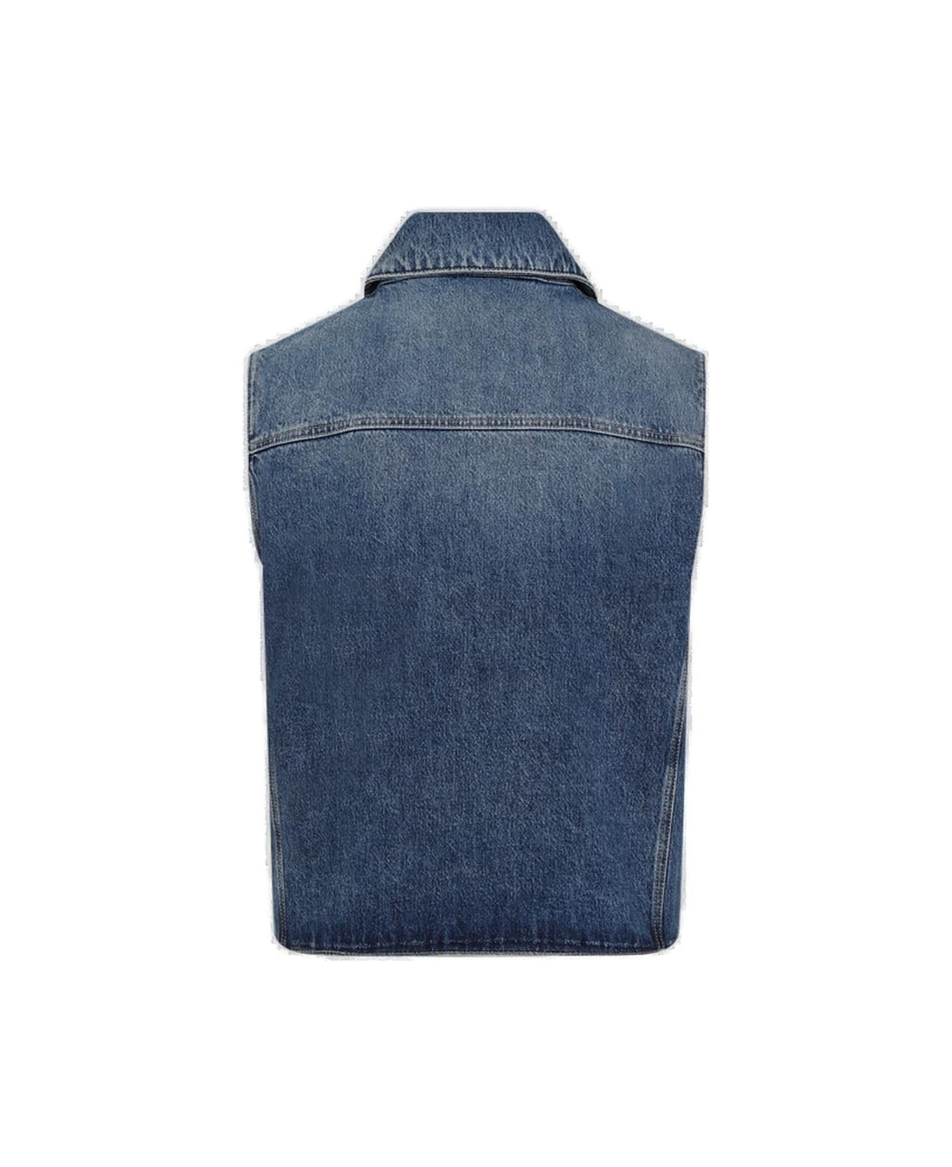 Logo Embroidered Denim Vest - 2