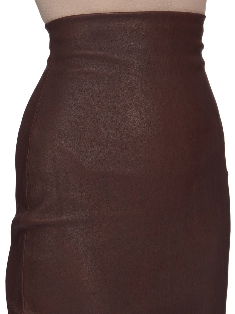 Brown Hollywood Dirt Pillar Leather Maxi Skirt 4