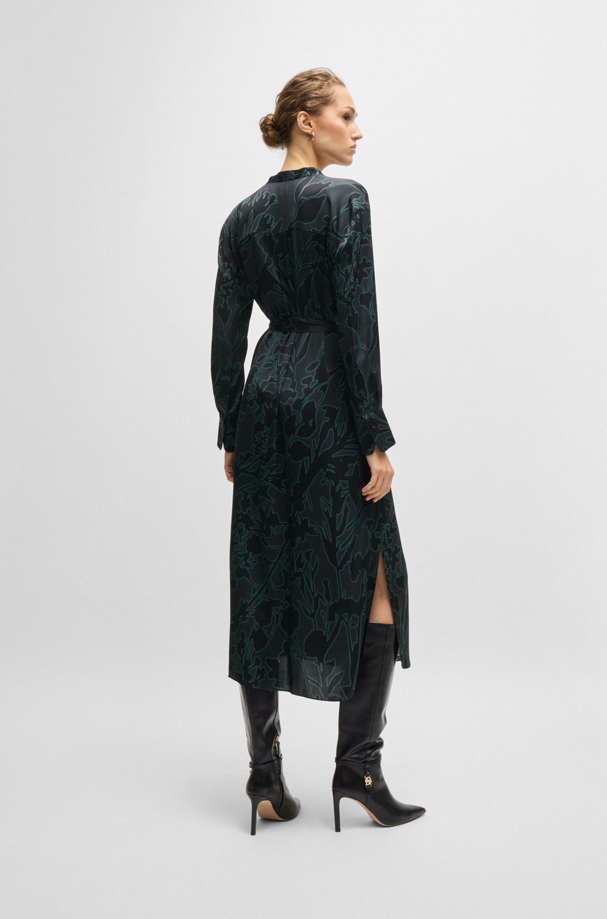 FLORAL-PRINT DRESS WITH REMOVABLE BELT IN SILK BLEND - 4