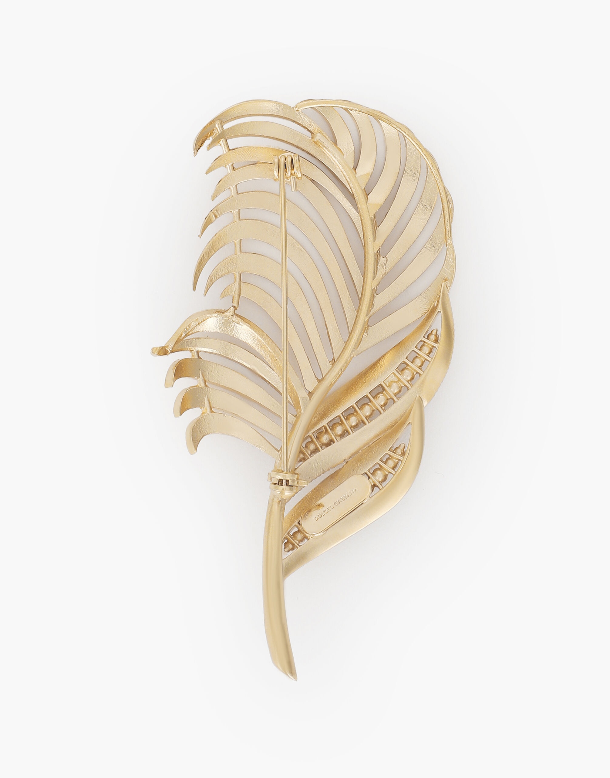 Brooch with decorative rhinestone-detailed feather - 2