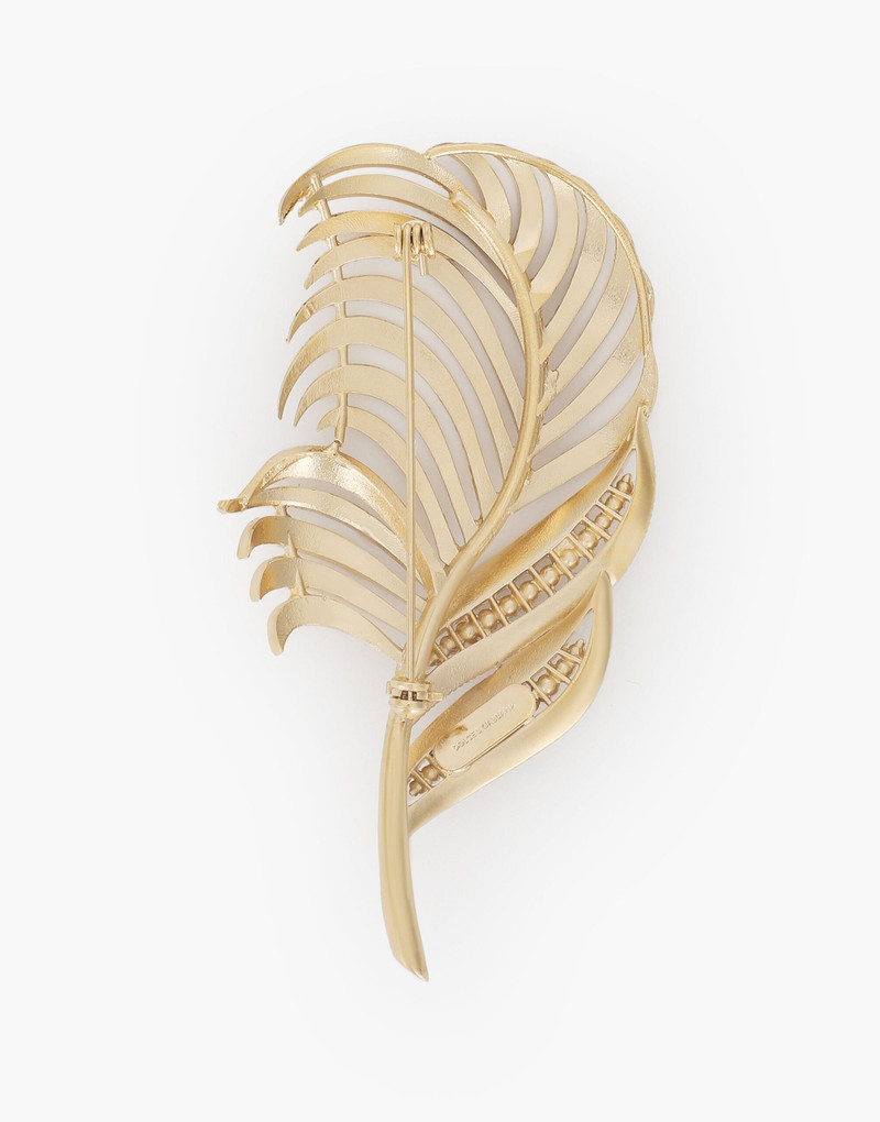Dolce & Gabbana Brooch with decorative rhinestone-detailed feather outlook