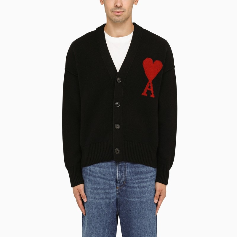 Ami De Coeur black cardigan with inlay - 1