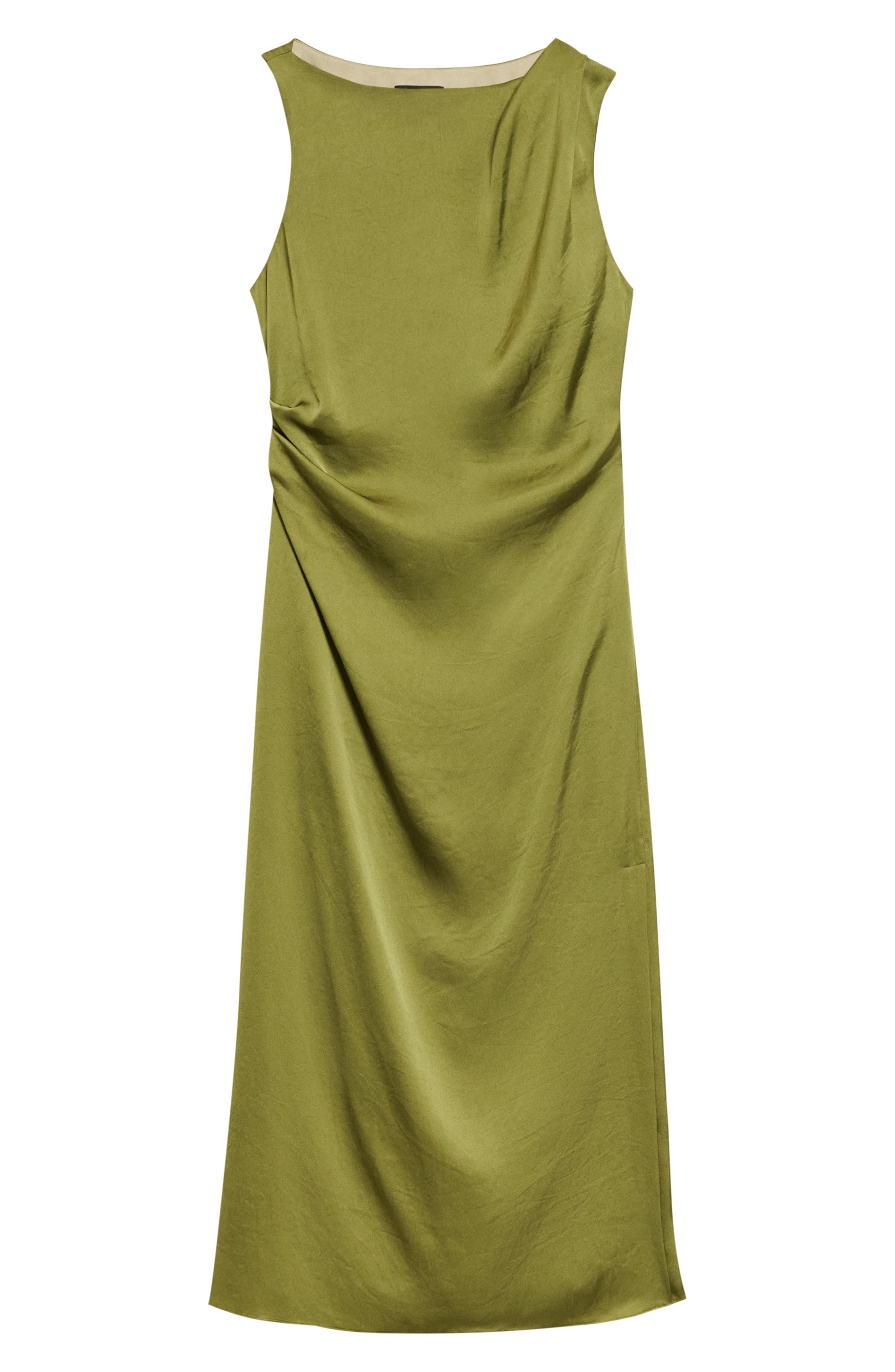 Theory Ruched Sleeveless Midi Dress in Avocado at Nordstrom - 5