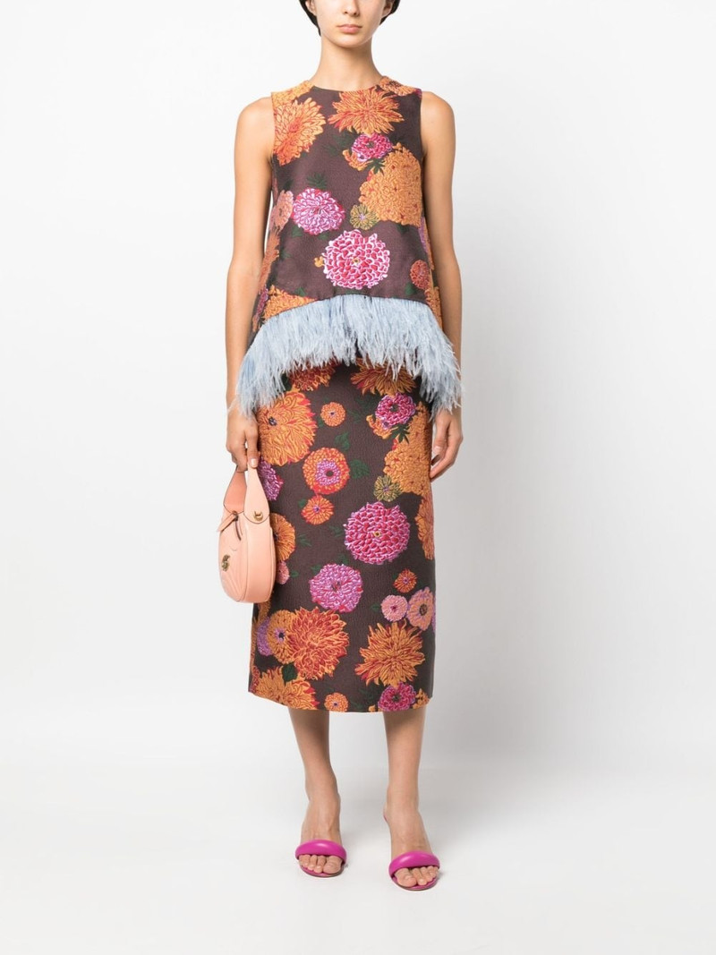 La DoubleJ La Scala feather-trim top outlook