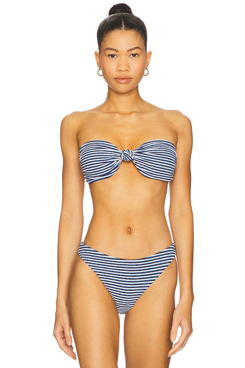 Stripe Knot Bandeau Bikini Top - 1
