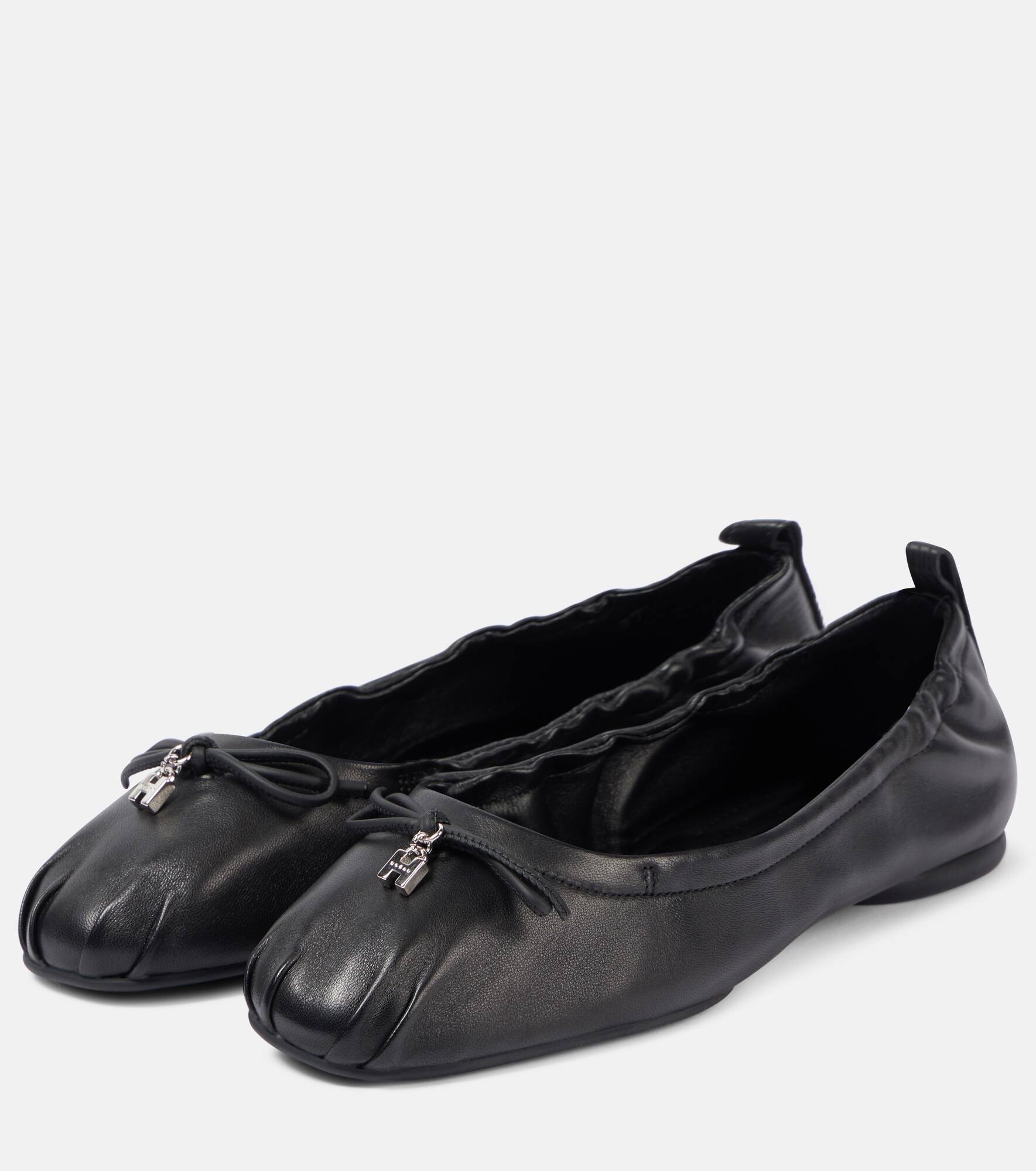 H684 bow-detail leather ballet flats - 4