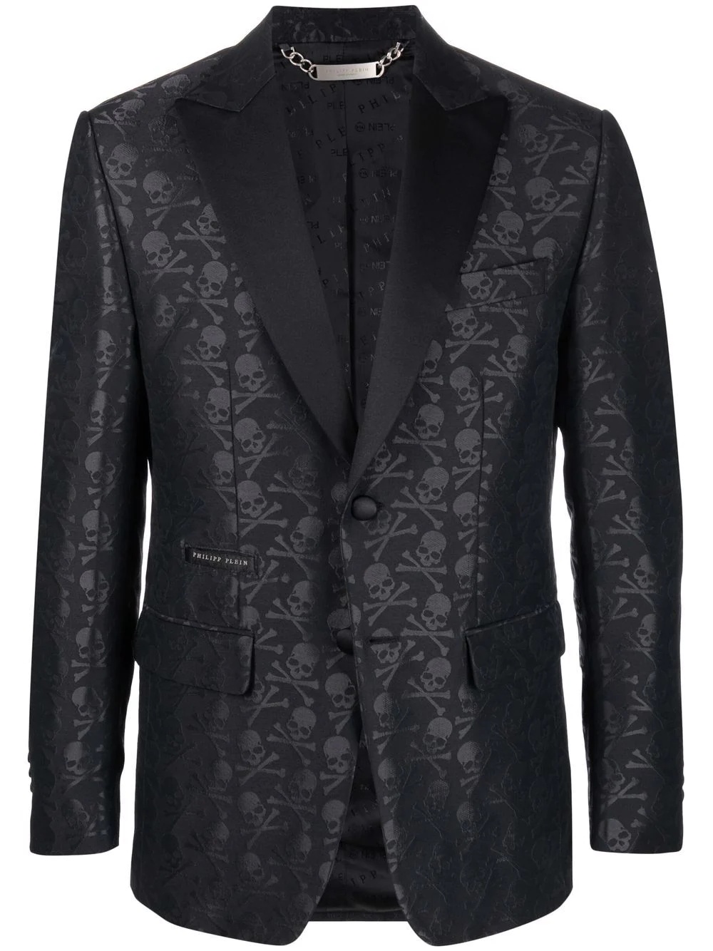 skull-print single-breasted suit jacket - 1