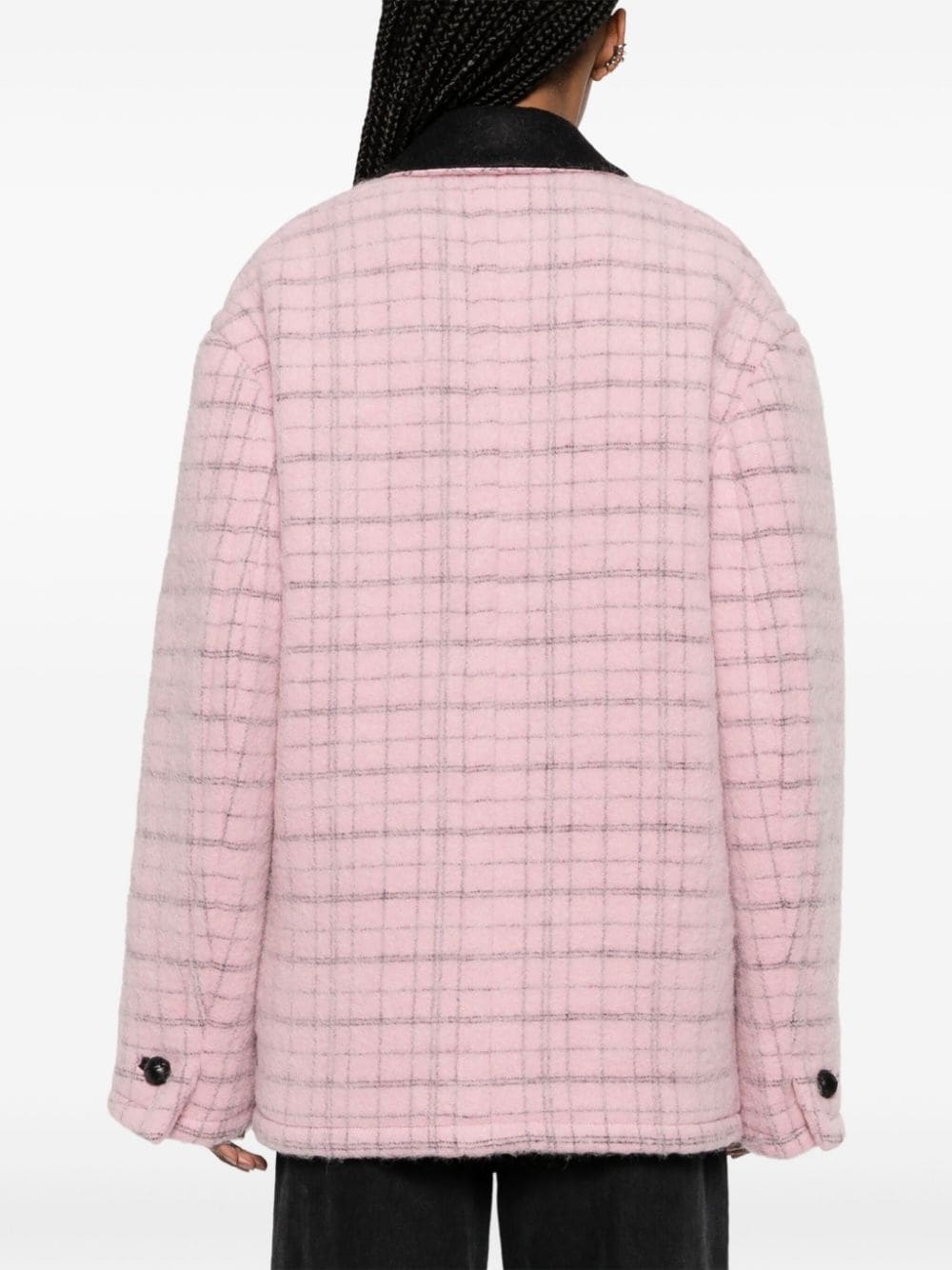 floral-embroidery virgin wool-blend coat - 4