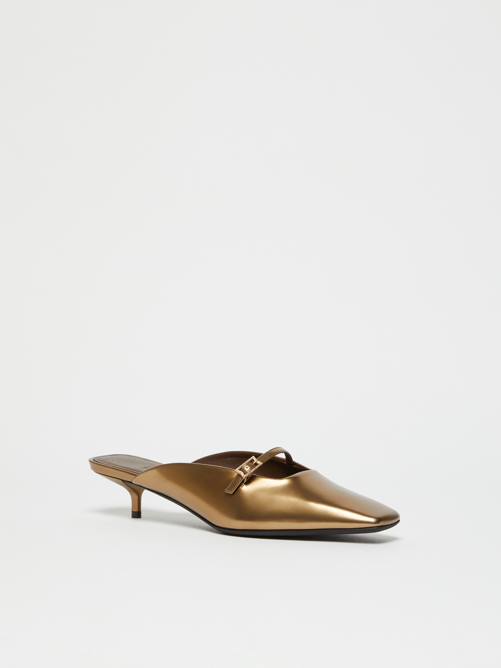 METALSLIDE Laminated leather mules - 2