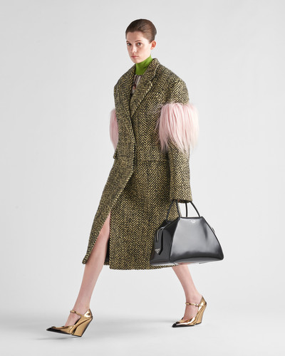 Prada Double-breasted chevron and shearling coat outlook