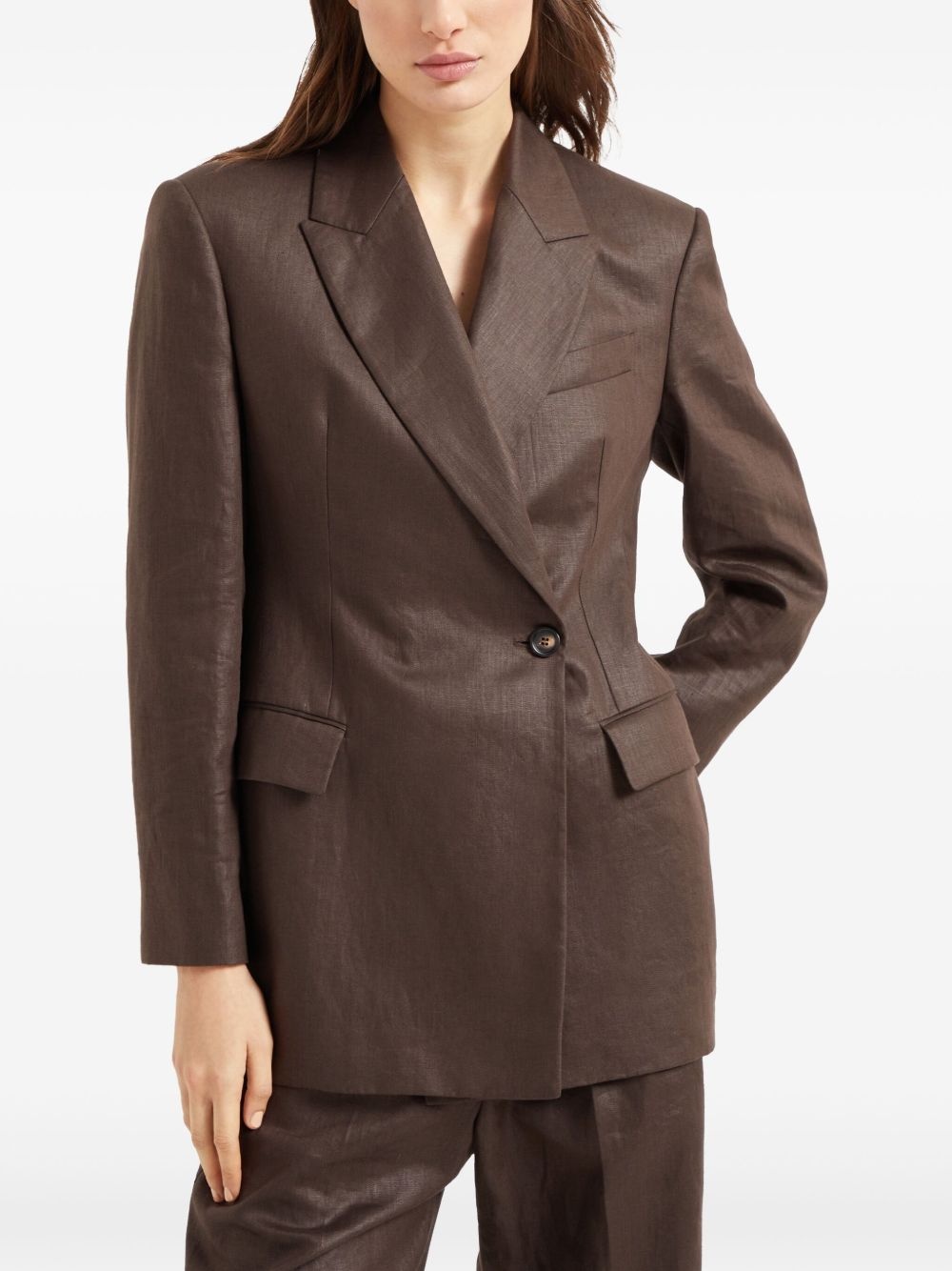 double-breasted twill blazer - 3