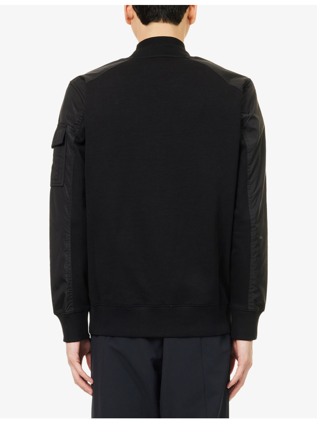 Logo-Patch Contrast-Sleeve Cotton-Blend Sweatshirt - 4