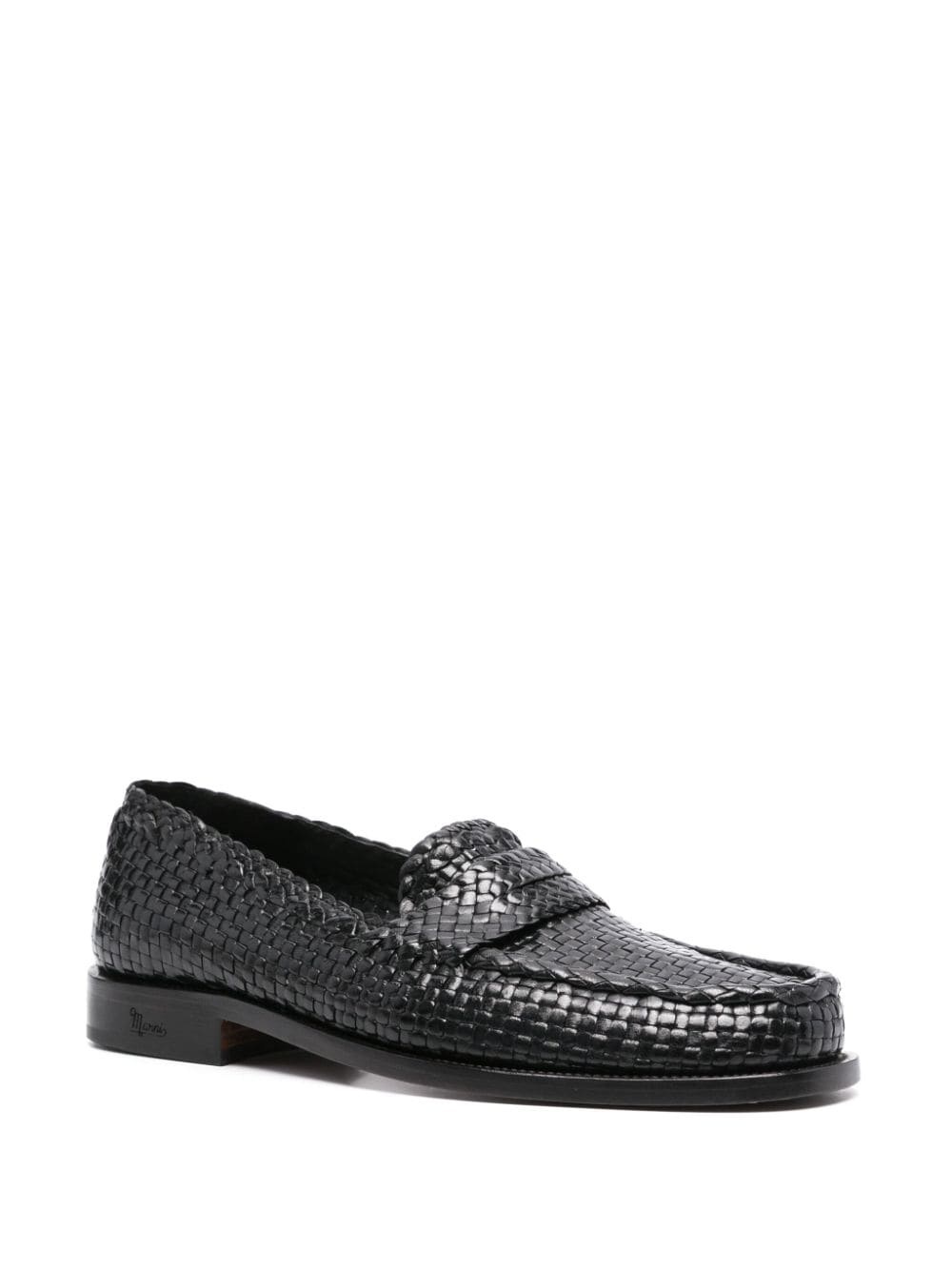 interwoven-design leather loafers - 2