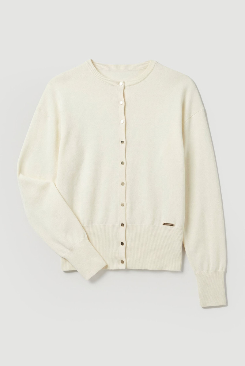 Viscose Blend Knit Balloon Sleeve Cardigan 1