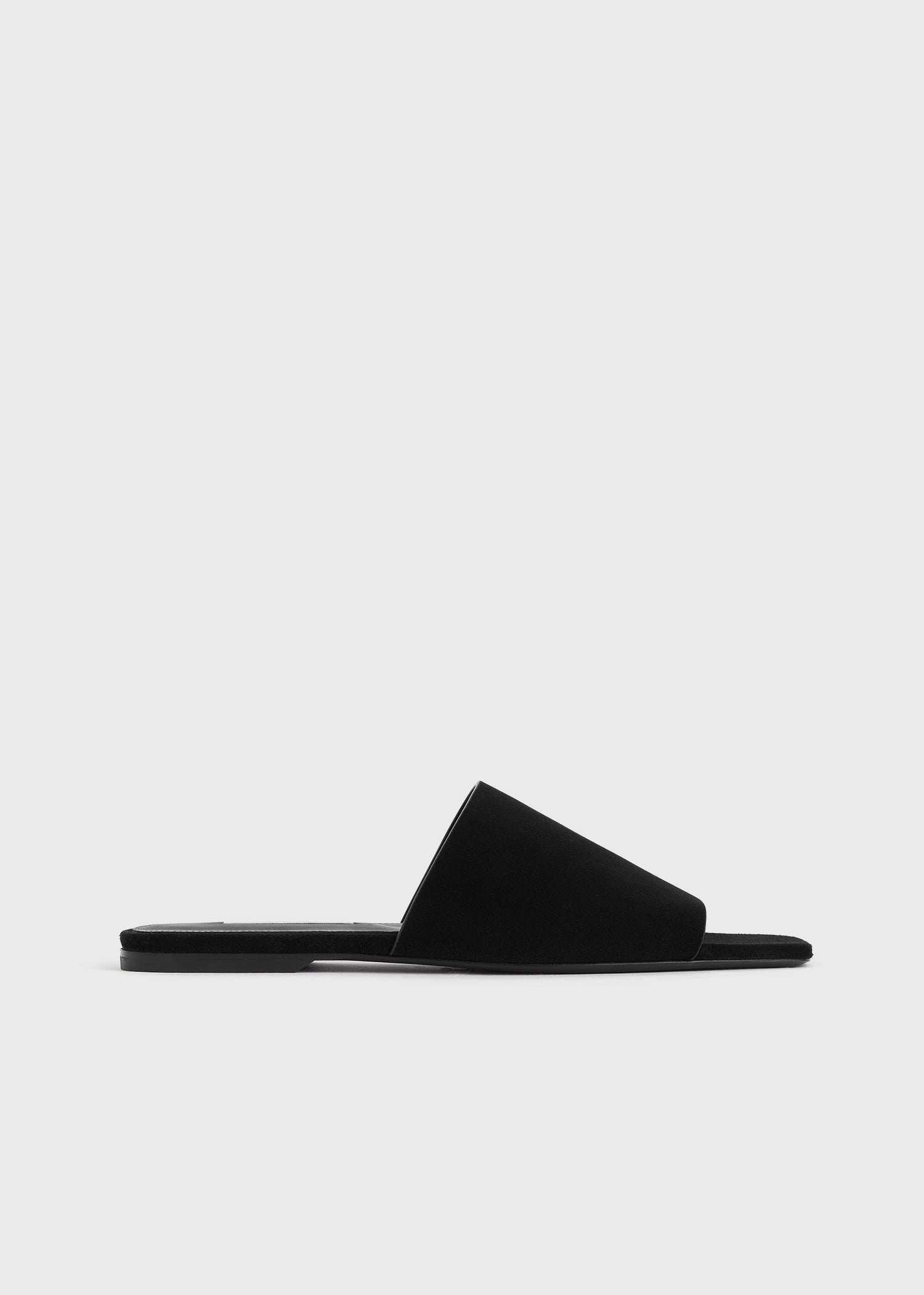 Velour-leather bandeau slides black - 8