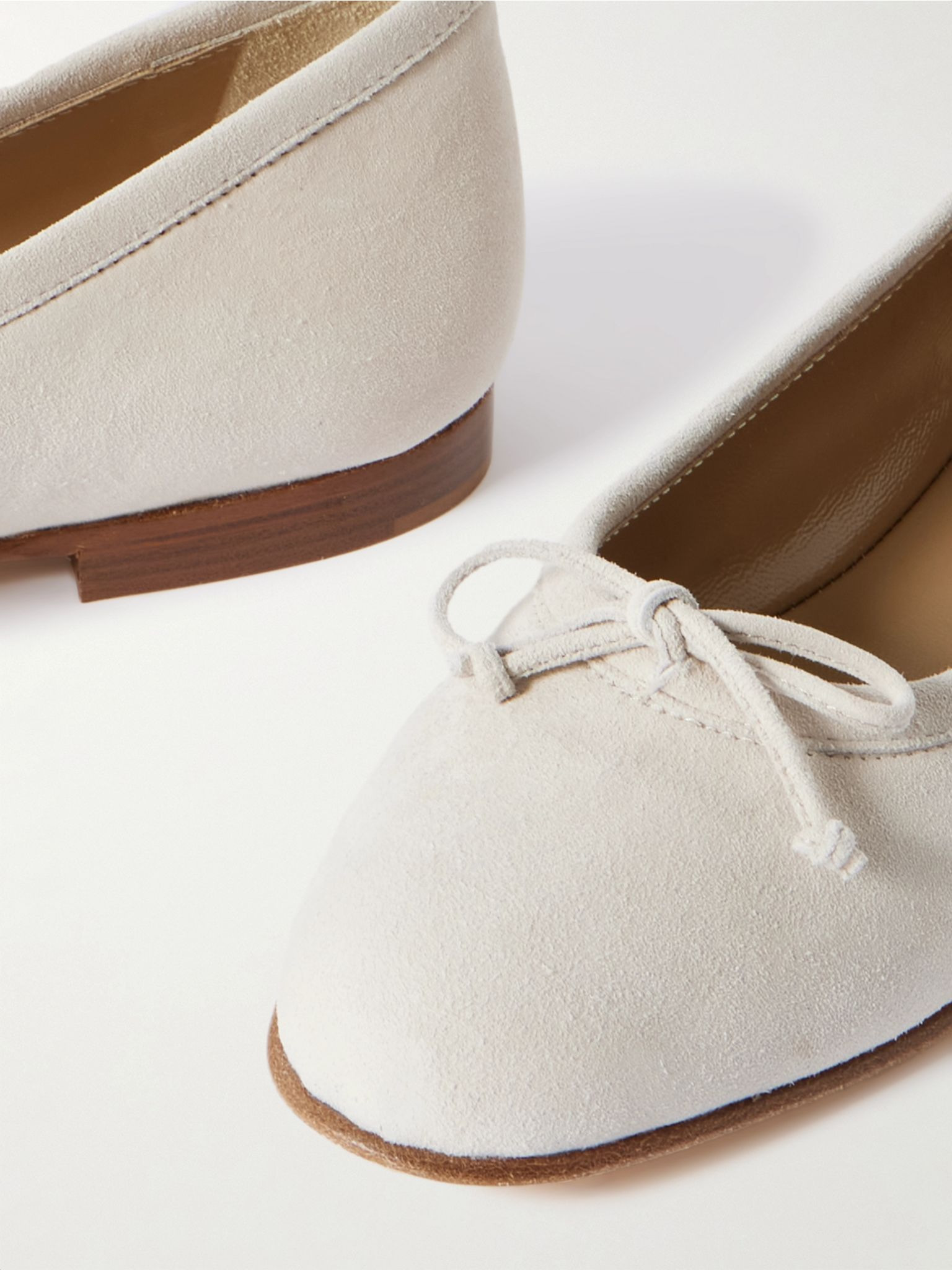 Veralli bow-detailed suede ballet flats Cream - 4