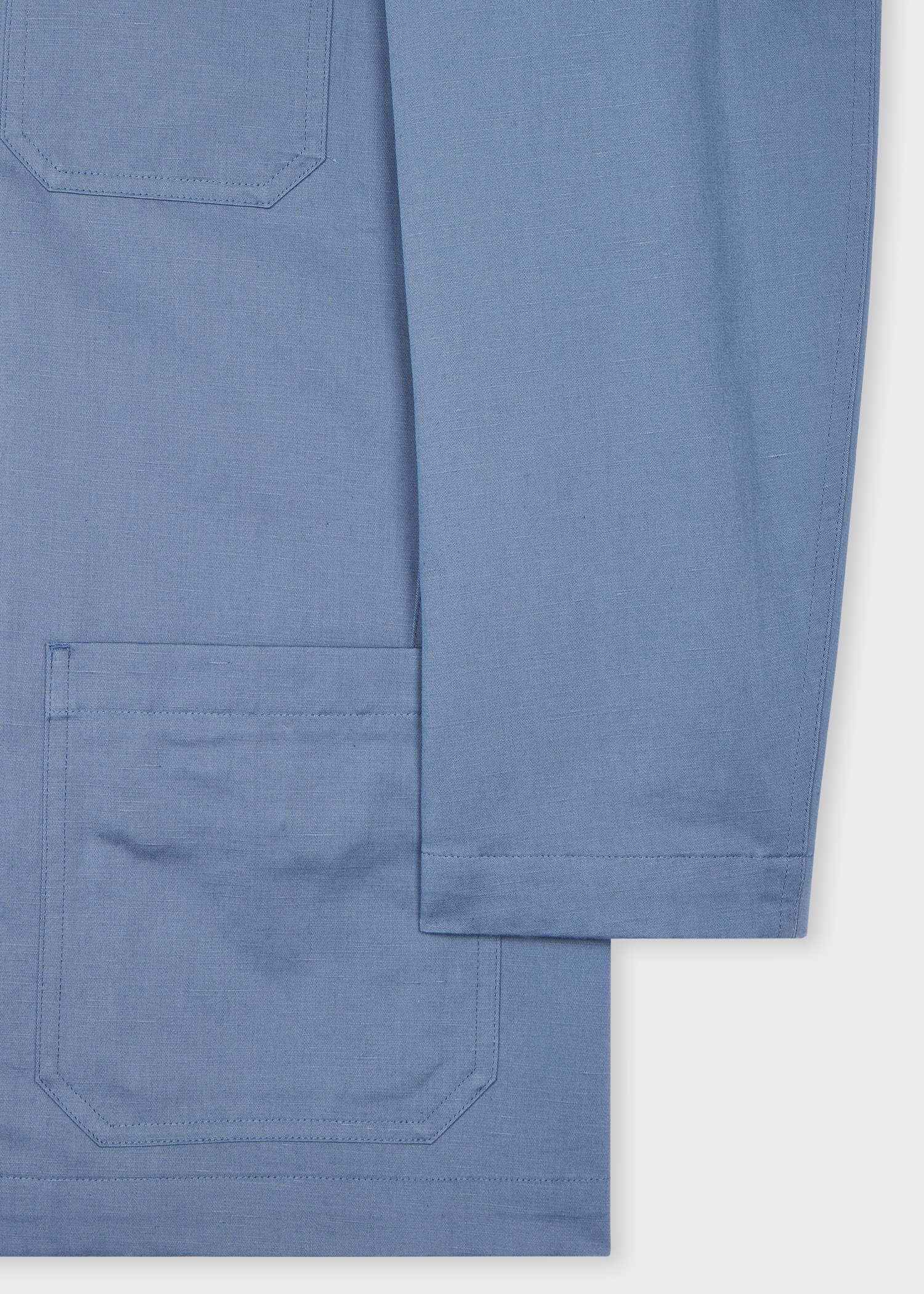 Light Blue Cotton-Linen Twill Work Jacket - 3