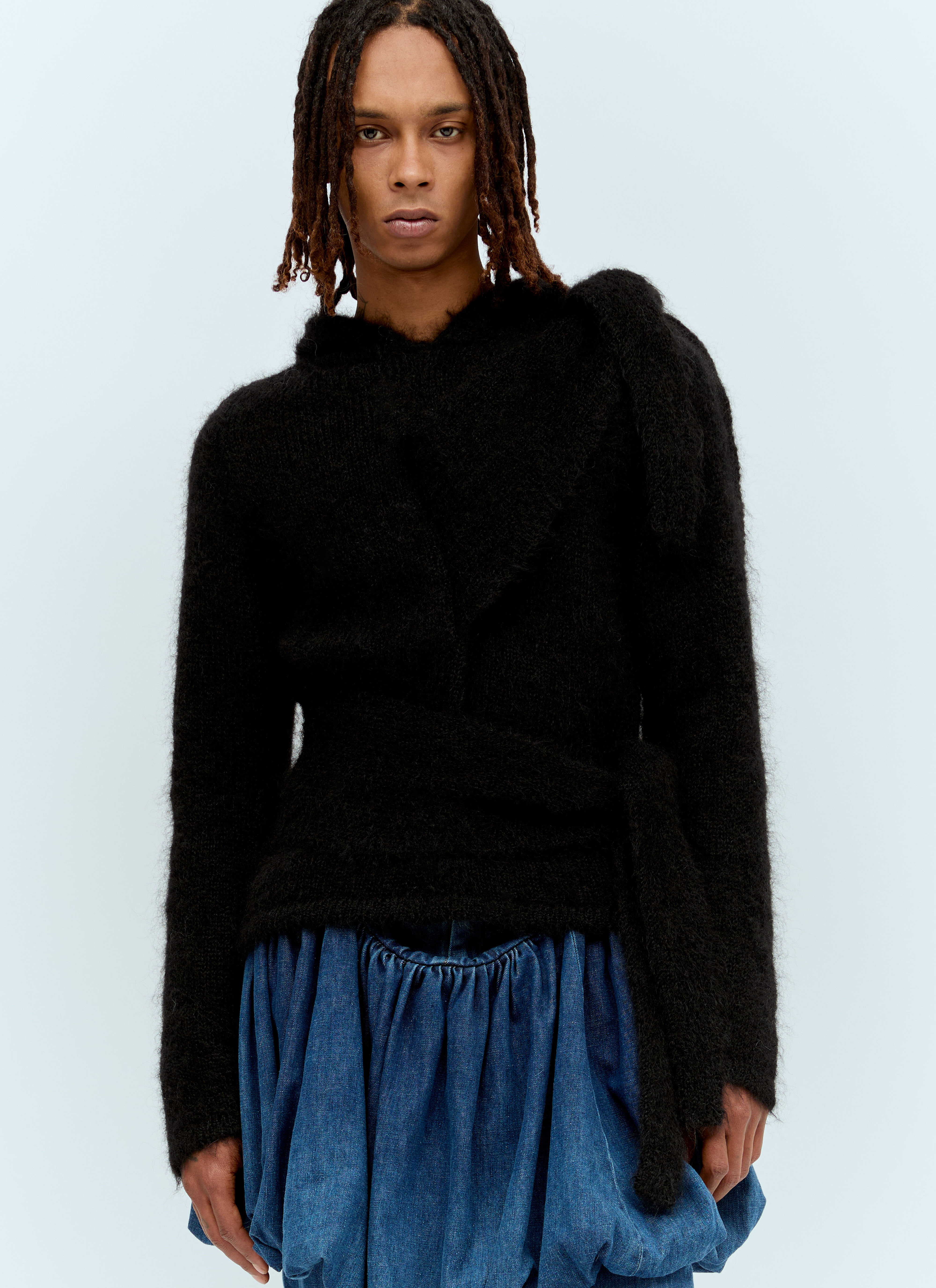 Mohair Tied Hooded Sweater - 1