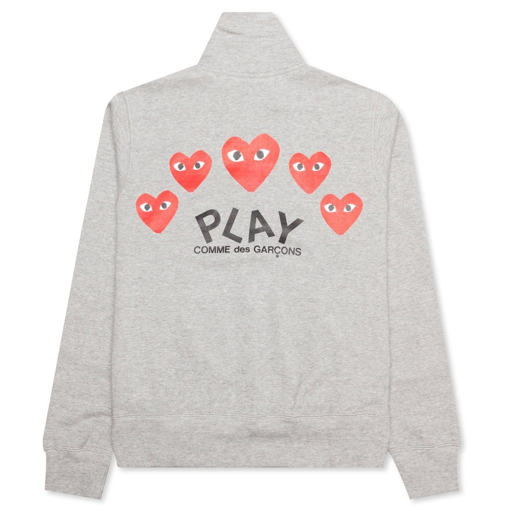 COMME DES GARCONS PLAY WOMEN'S MULTI HEART ZIP SWEATSHIRT - GREY - 2