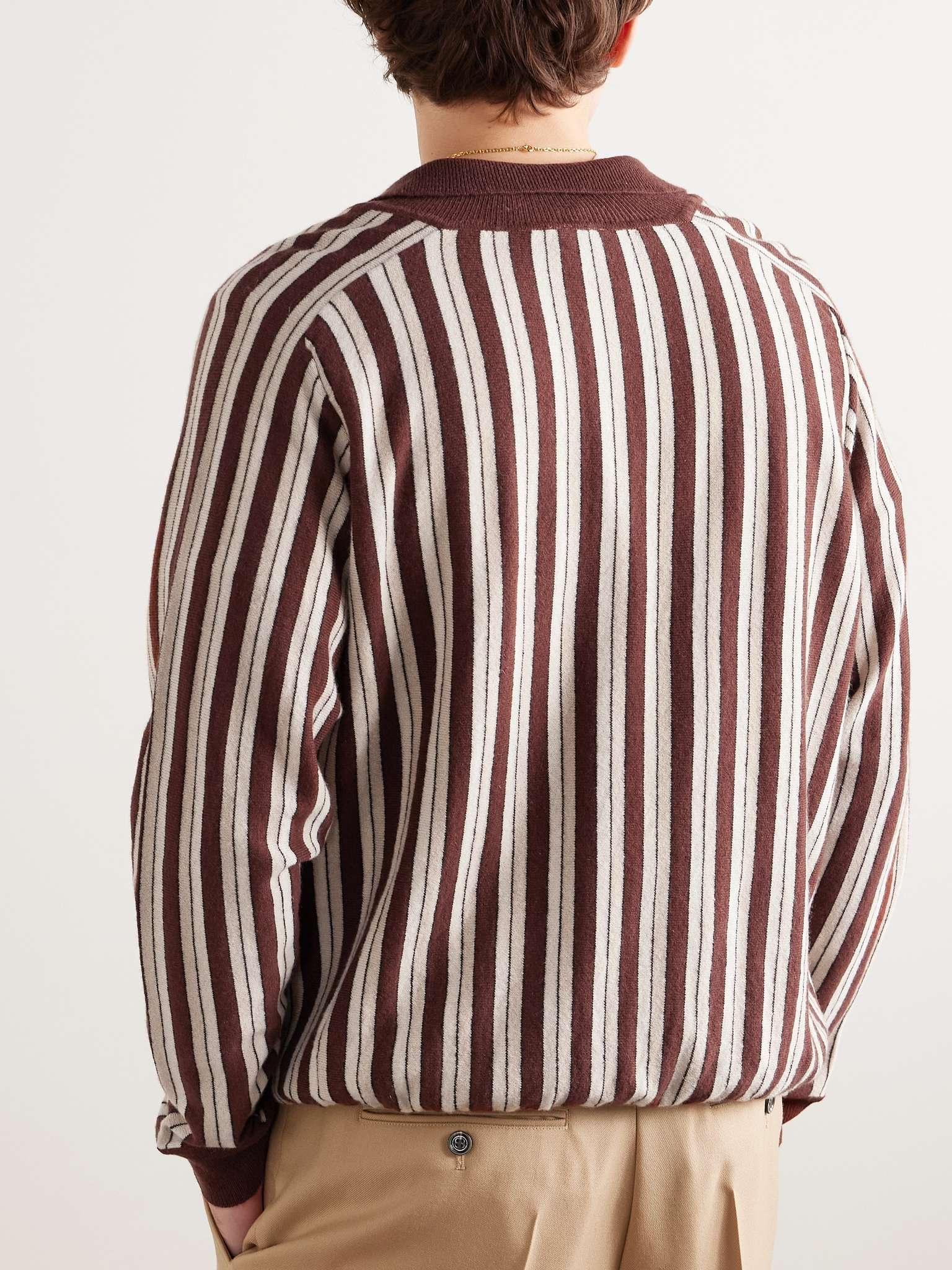 Hogan Striped Virgin Wool and Cashmere-Blend Polo Sweater - 3