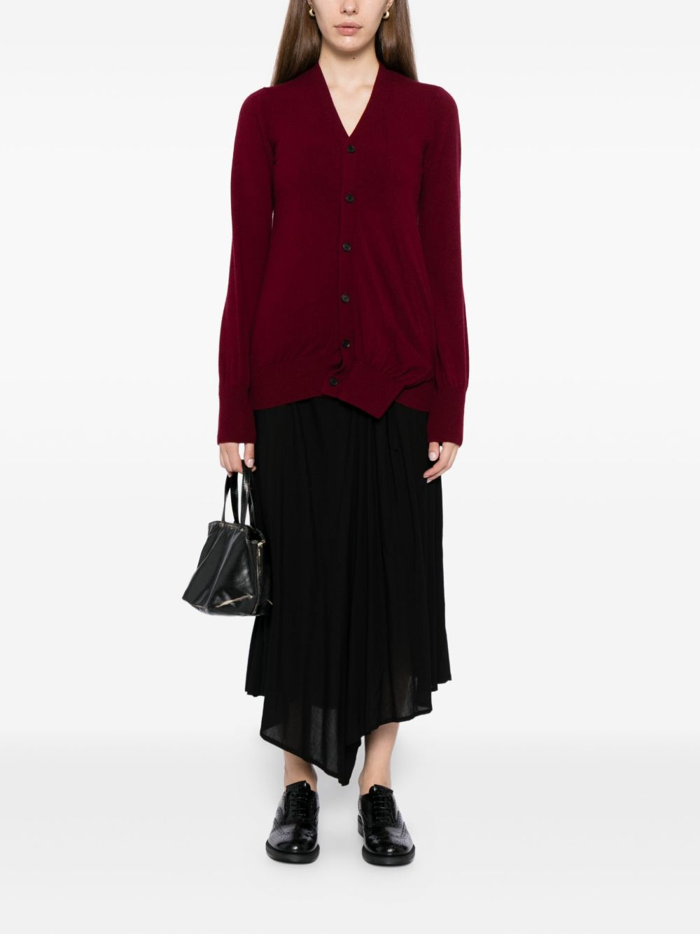 v-neck long-sleeved cardigan - 2