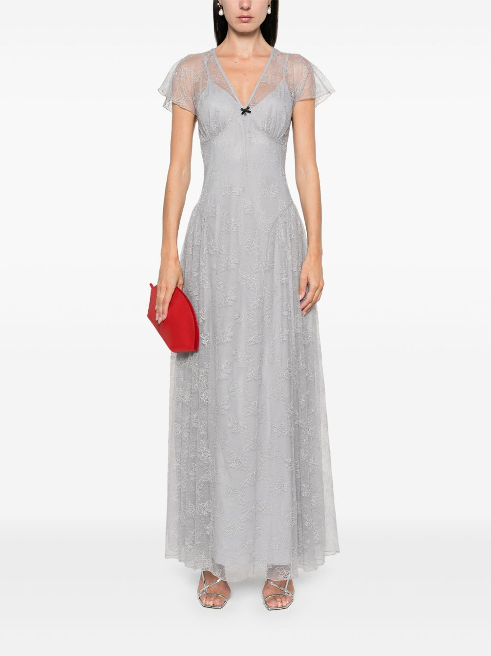 lace V-neck maxi dress - 2