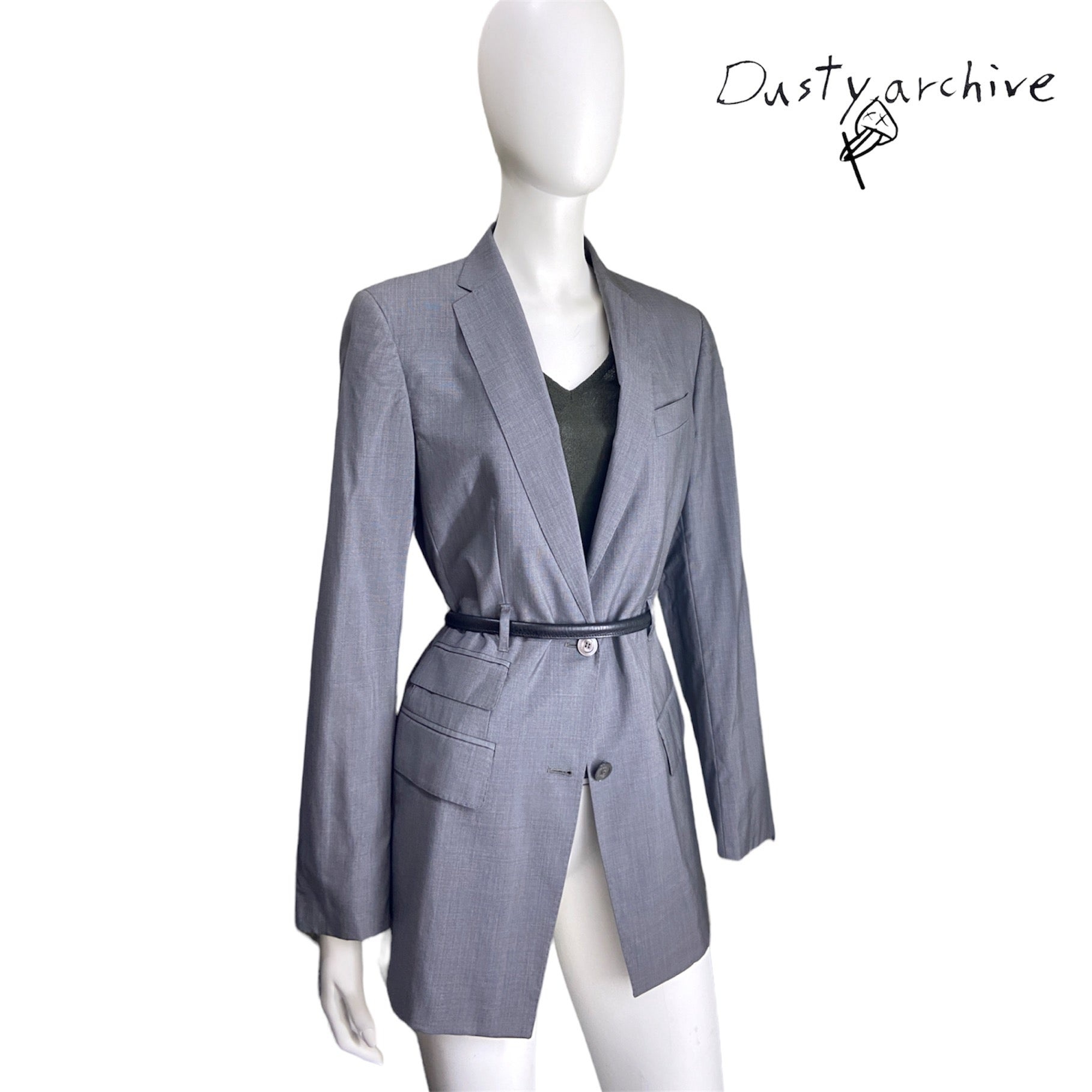 Gucci 1999 grey wool suit with belt holster 42 - 2