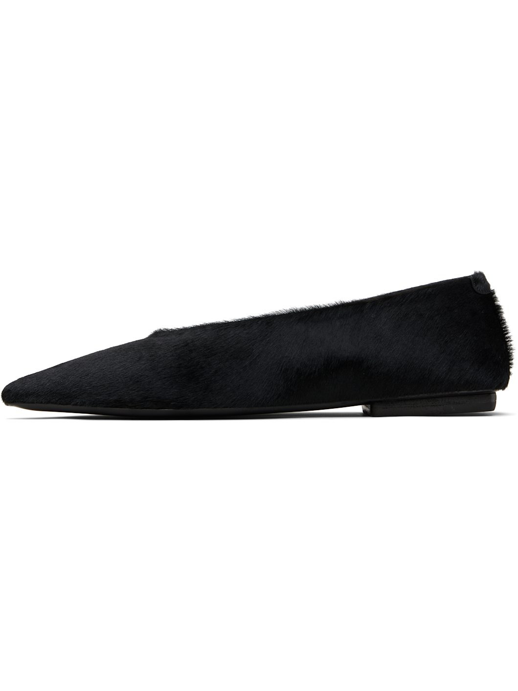 Black Ago Short Hair Ballerina Flats - 3