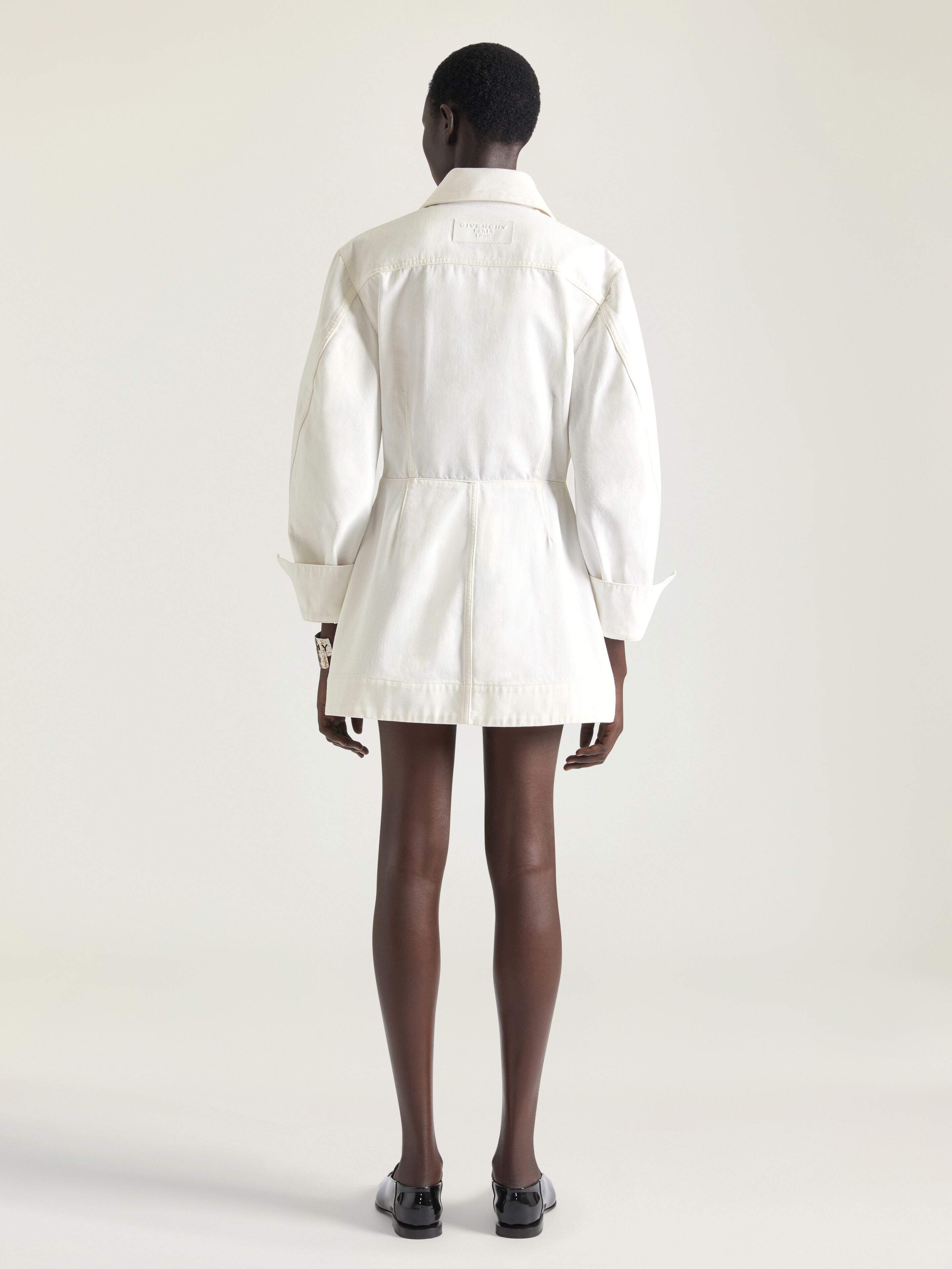 COCOON MINI DRESS IN WHITE DENIM - 3