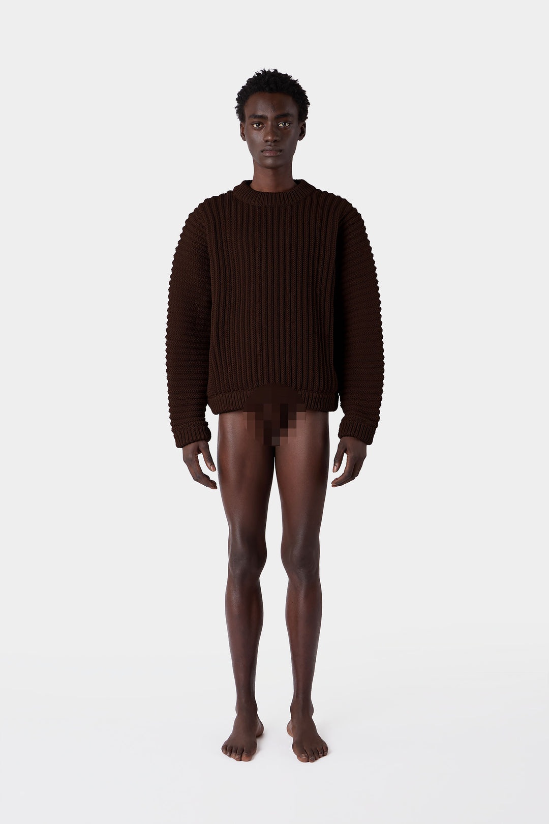 ROUND NECK SWEATER / brown - 5