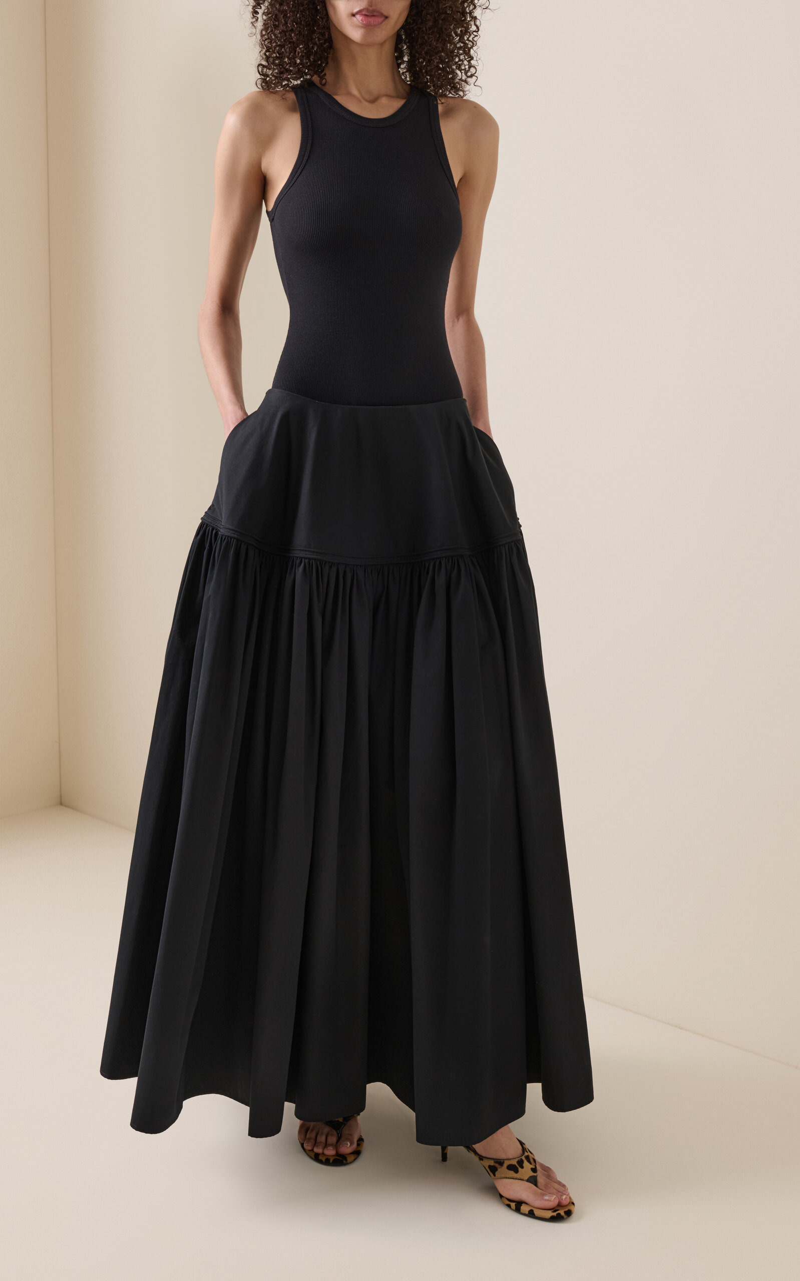 Bell Cotton Poplin Maxi Skirt black - 2