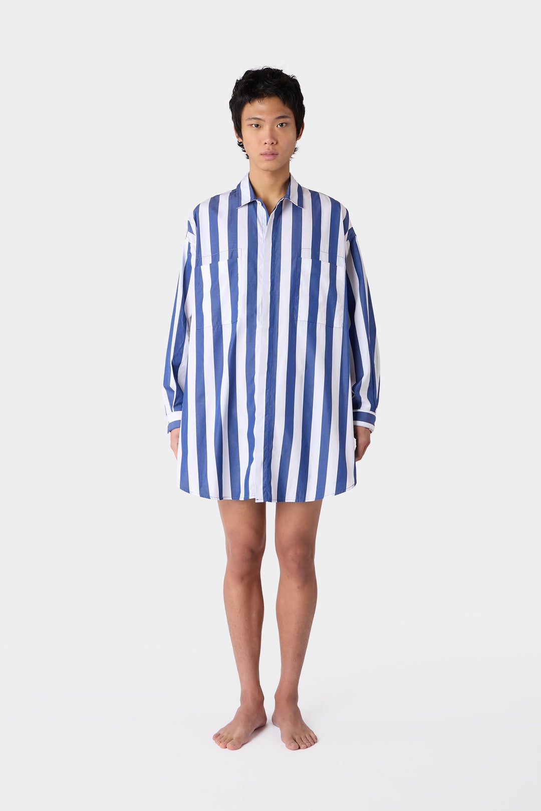 【関税込み】SUNNEI ブルー＆ホワイト Mega Over Tシャツ SUNNEI MEGA OVER SHIRT / dark blue & optical white stripes