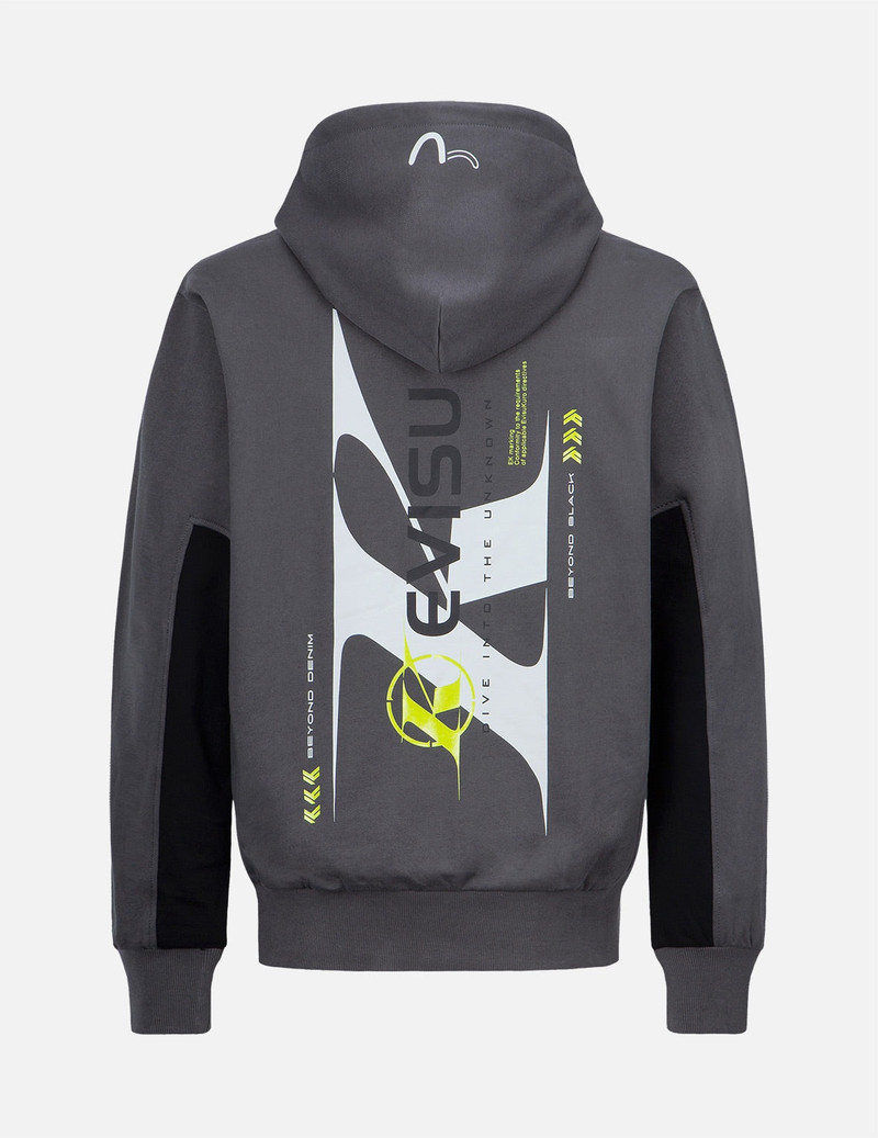 EVISU Color-Block Logo Print Hooded Sweatshirt outlook