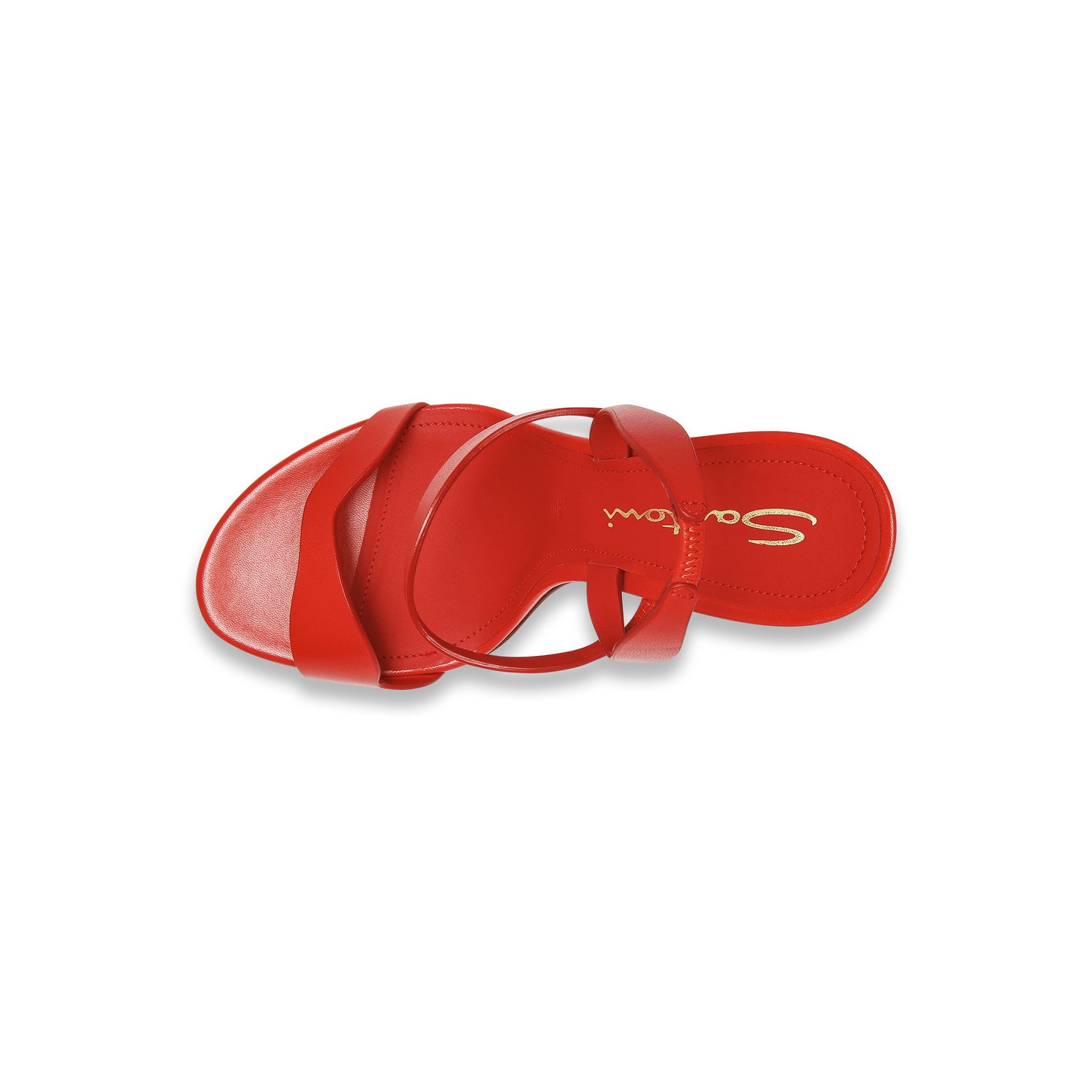 Women's red leather high-heel sandal - 4
