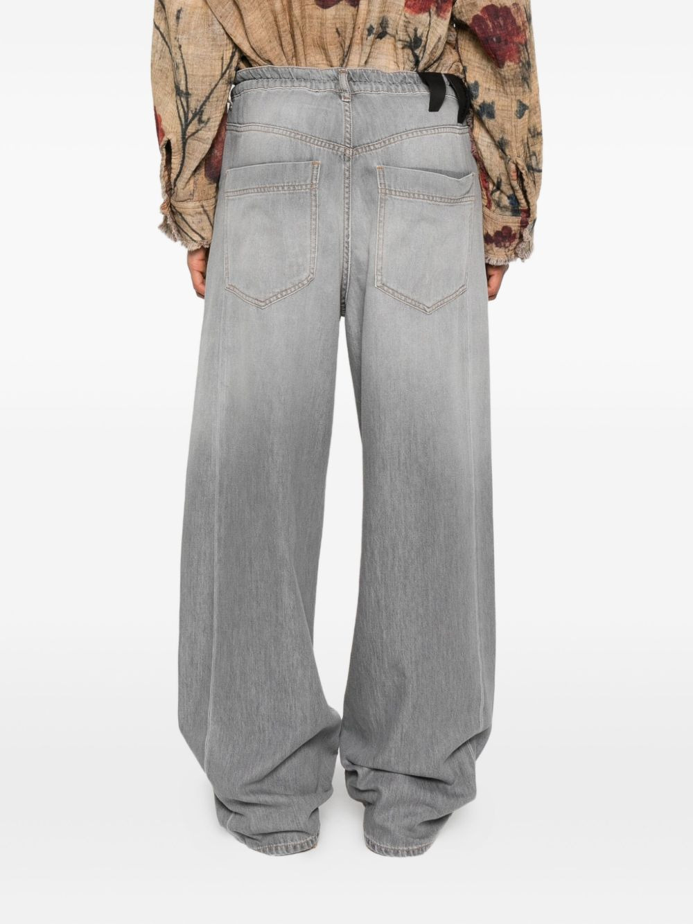 drawstring-waist wide-leg jeans - 4