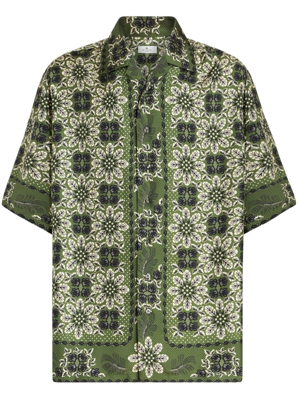 floral-print silk shirt - 1