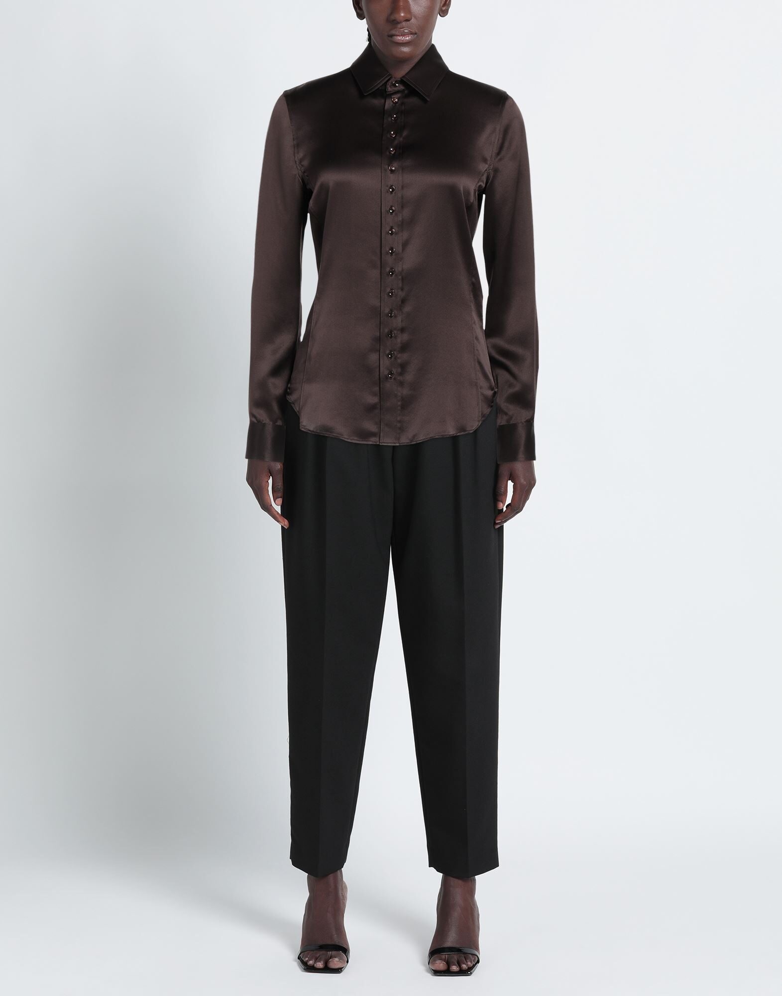 Dark brown Women's Silk Shirts & Blouses - 2