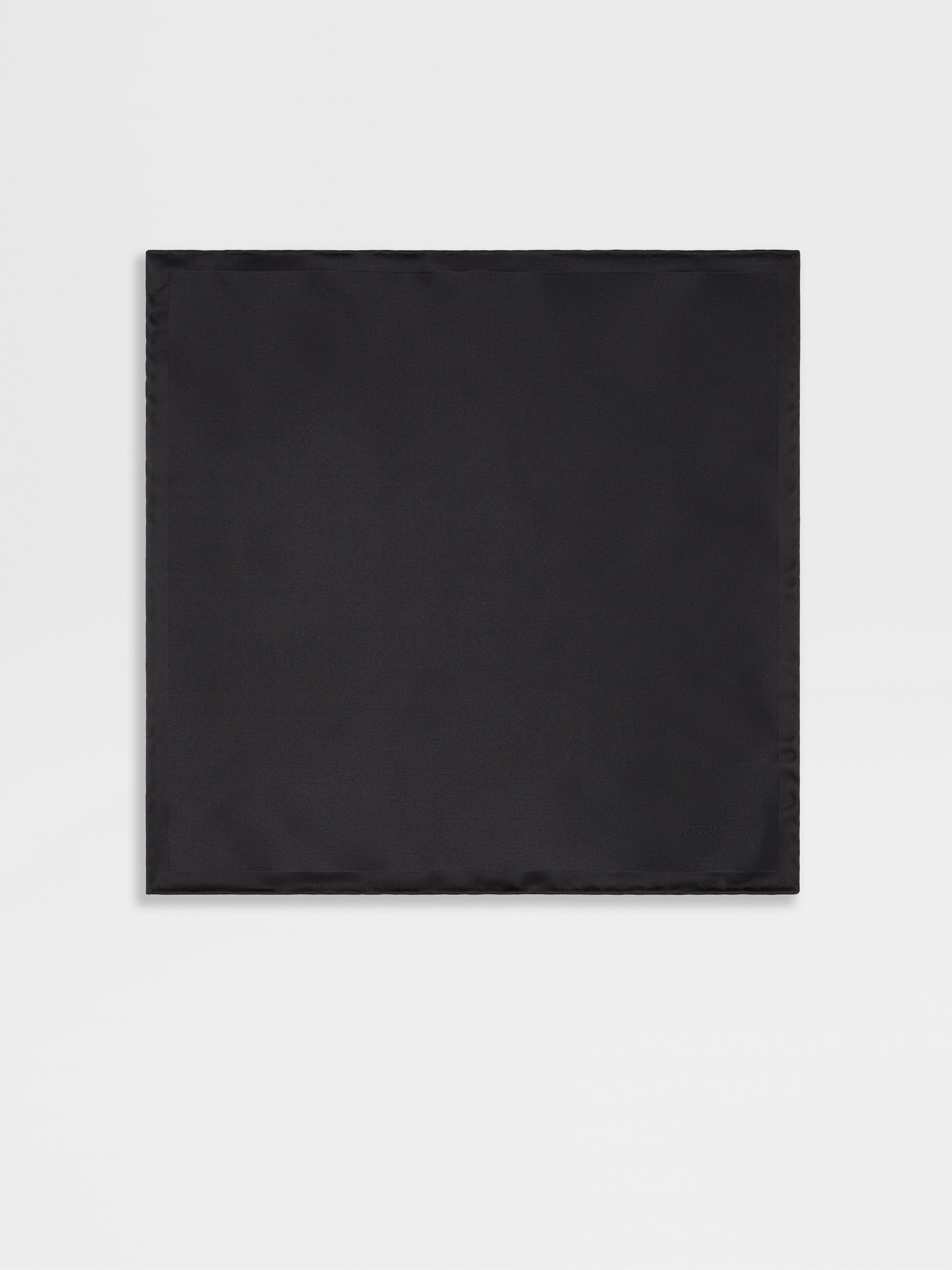 BLACK SILK POCKET SQUARE - 1