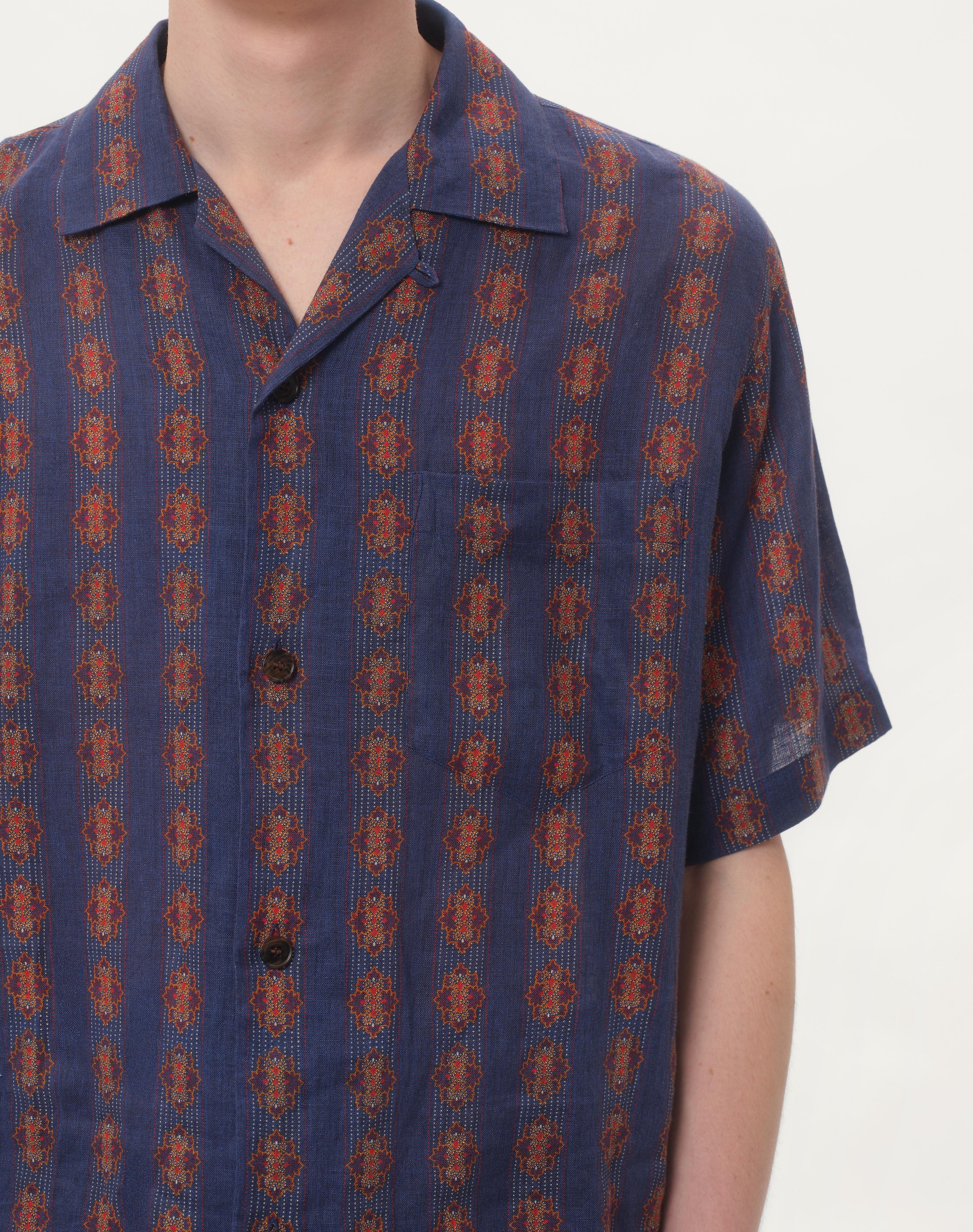 LINEN BOWLING SHIRT WITH VOYAGE IMAGINAIRE PRINT - 4
