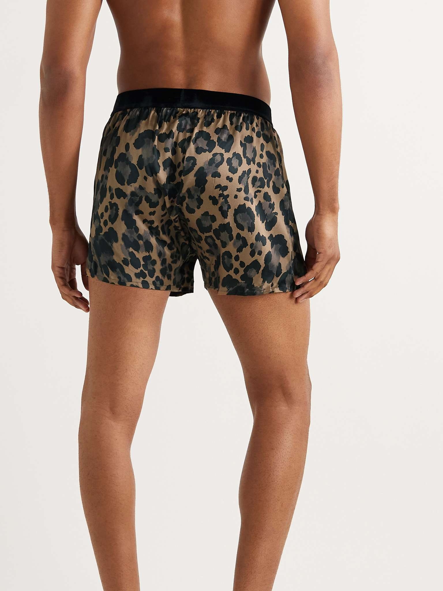 Velvet-Trimmed Leopard-Print Silk-Satin Boxer Briefs - 3