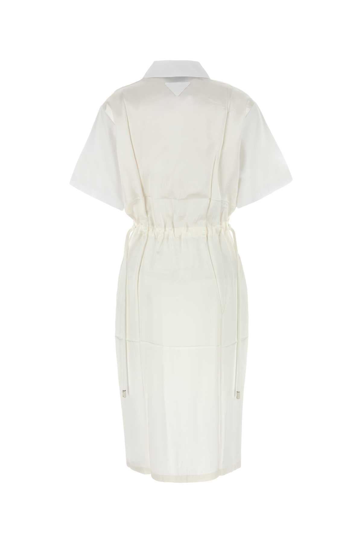 Prada Women White Poplin Shirt Dress - 2