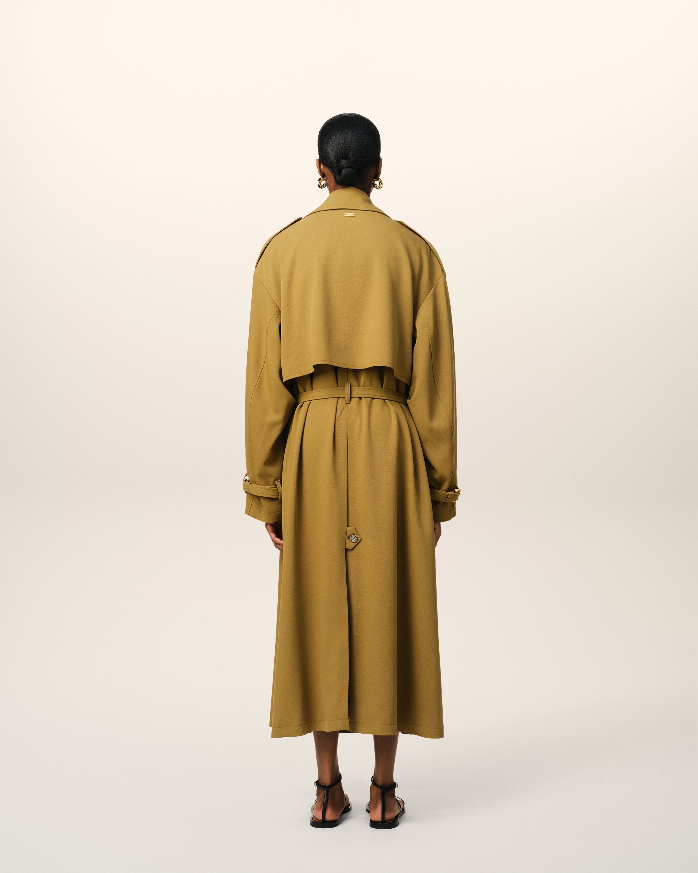 MUSTARD WOOL TRENCH COAT - 5