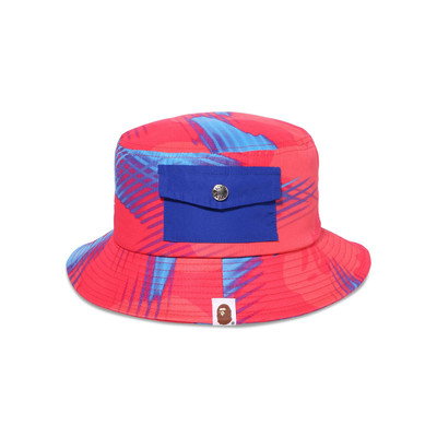 A BATHING APE® BAPE Stroke Camo Pocket Bucket Hat 'Red' outlook