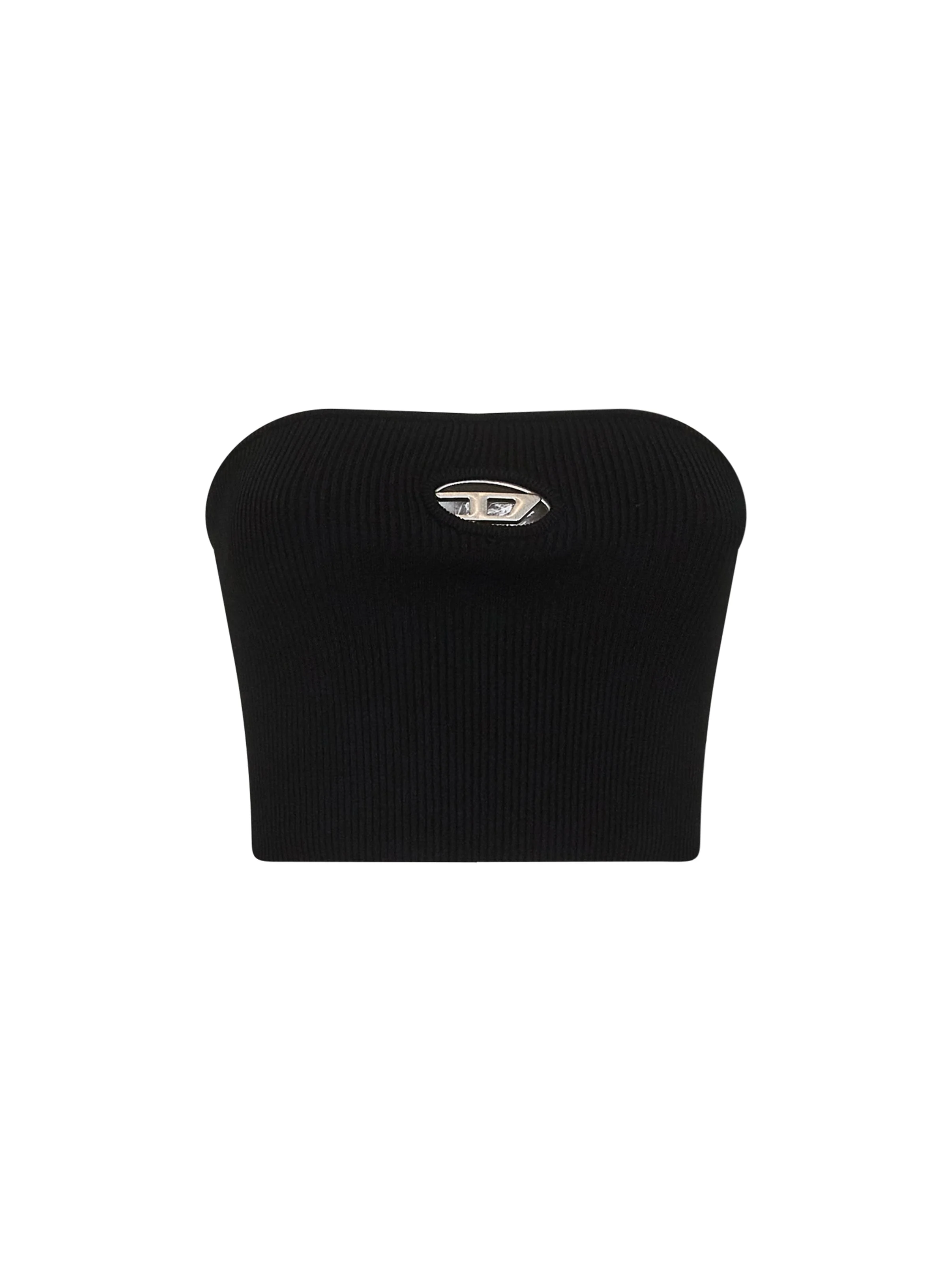 Diesel Women M-Clarksvillex Black Stretch Ribbed Jersey Bandeau Top - 1