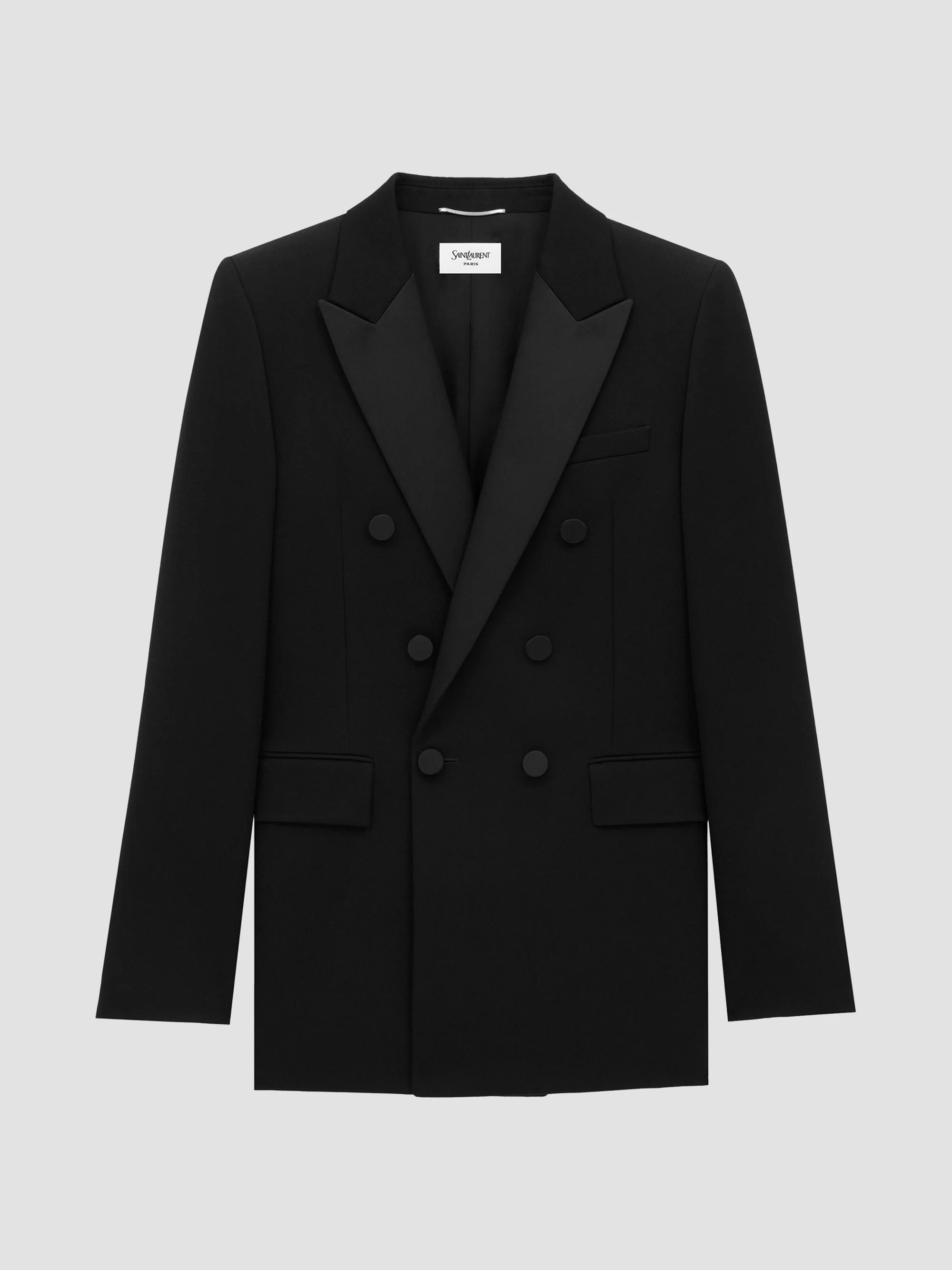 Men's Double-Breasted Tuxedo Jacket in Grain De Poudre - Noir - 1